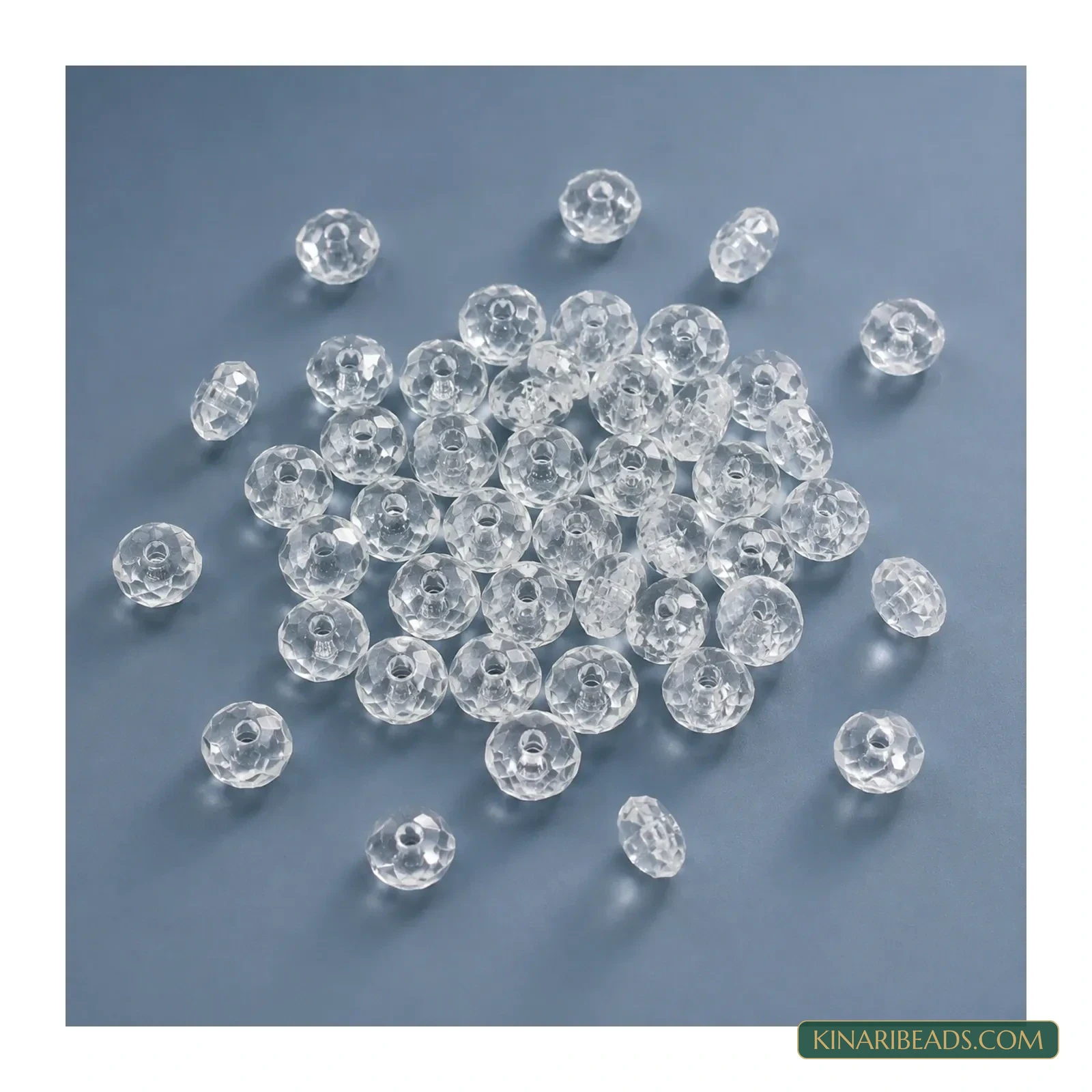 Clear Acrylic Faceted Rondelle Beads 4mm, 6mm, 8mm & 10mm - 100g product image