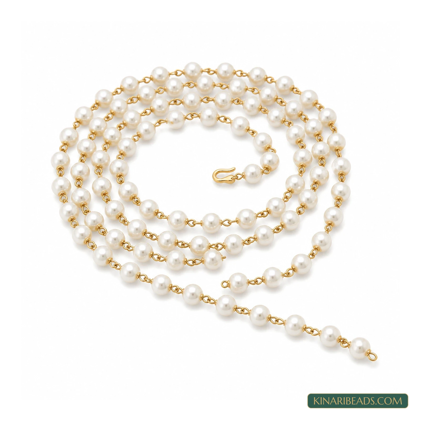 4mm Acrylic Pearl Aati Chain on Brass Wire