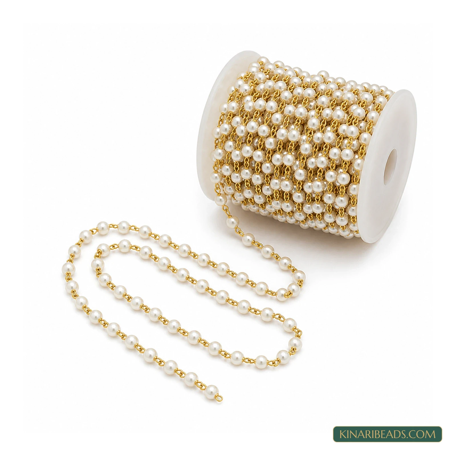 4mm Acrylic Pearl Aati Chain on Brass Wire product image