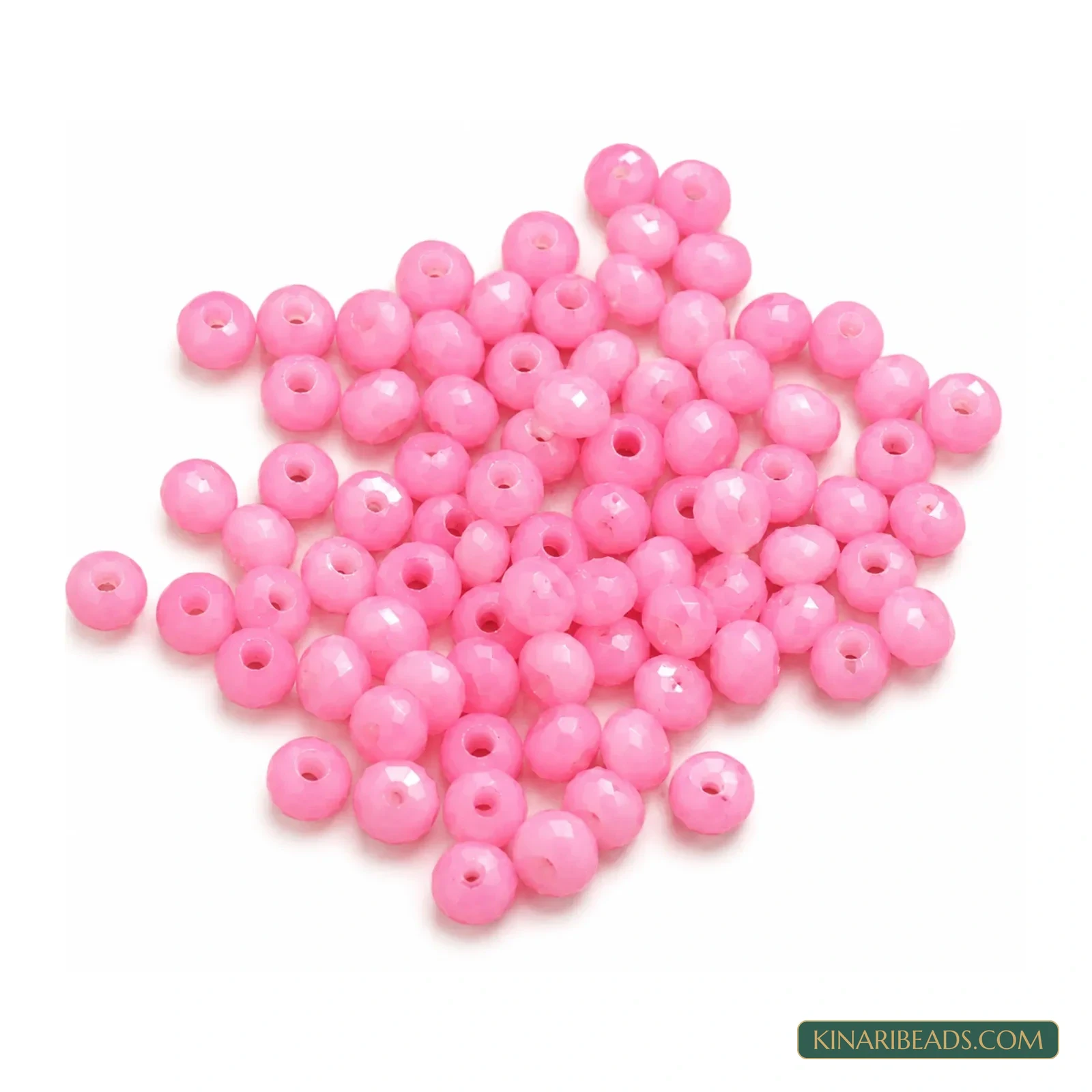 4mm Coloured Acrylic Faceted Rondelle Spacer Beads - 100g - Pink colour