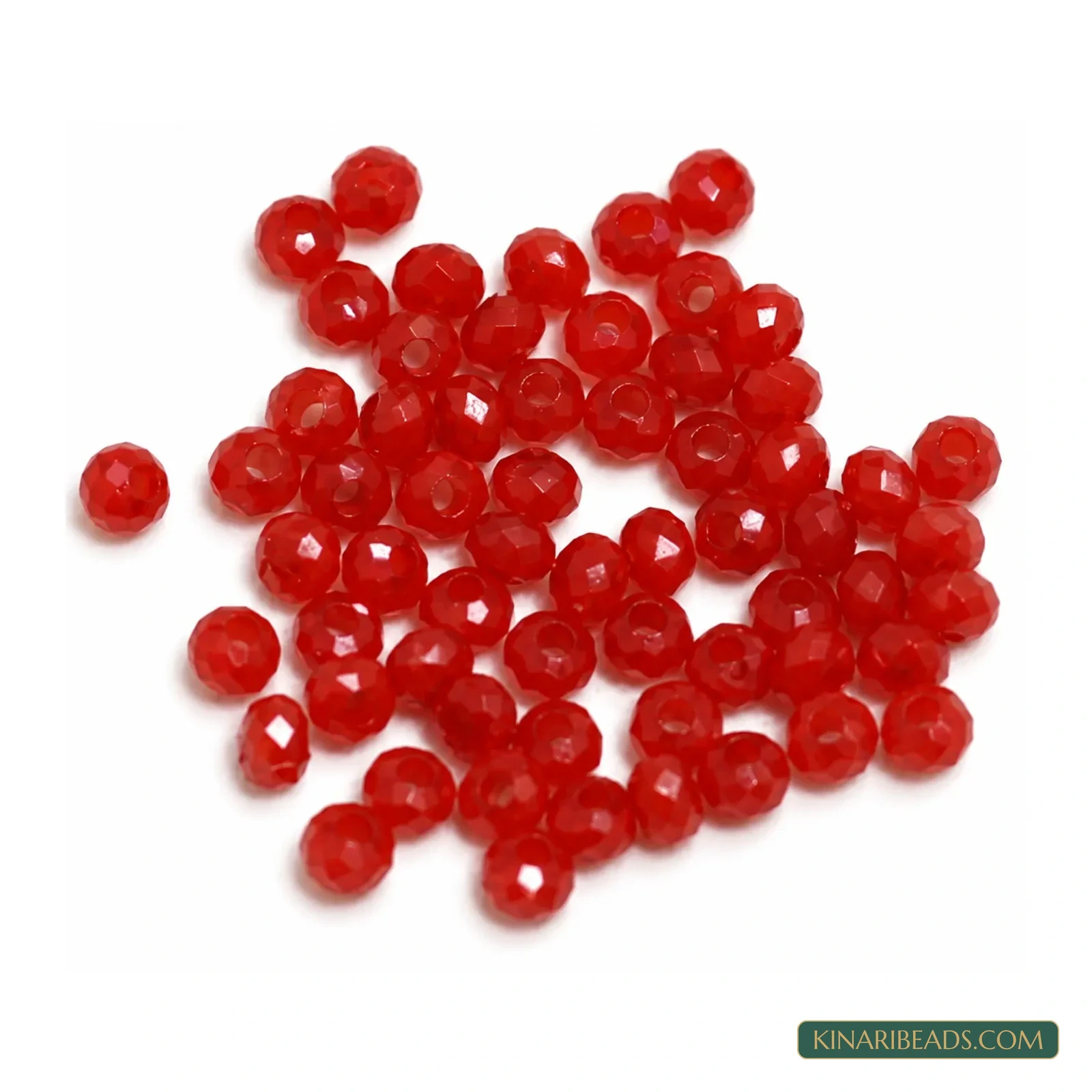 4mm Coloured Acrylic Faceted Rondelle Spacer Beads - 100g - Red colour