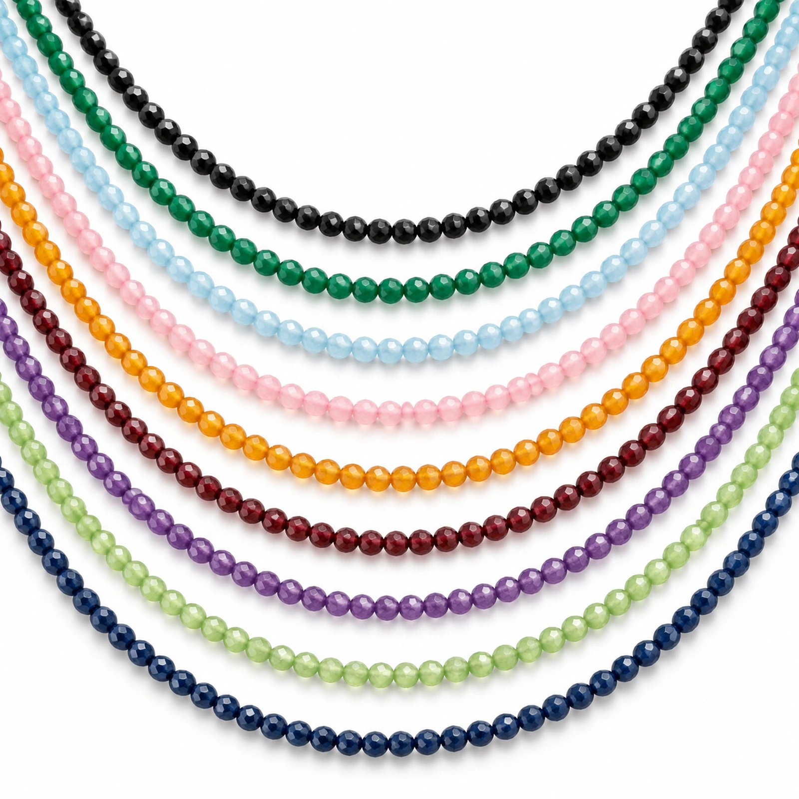 4mm Faceted Zed Cut Round Beads - 10 Colours