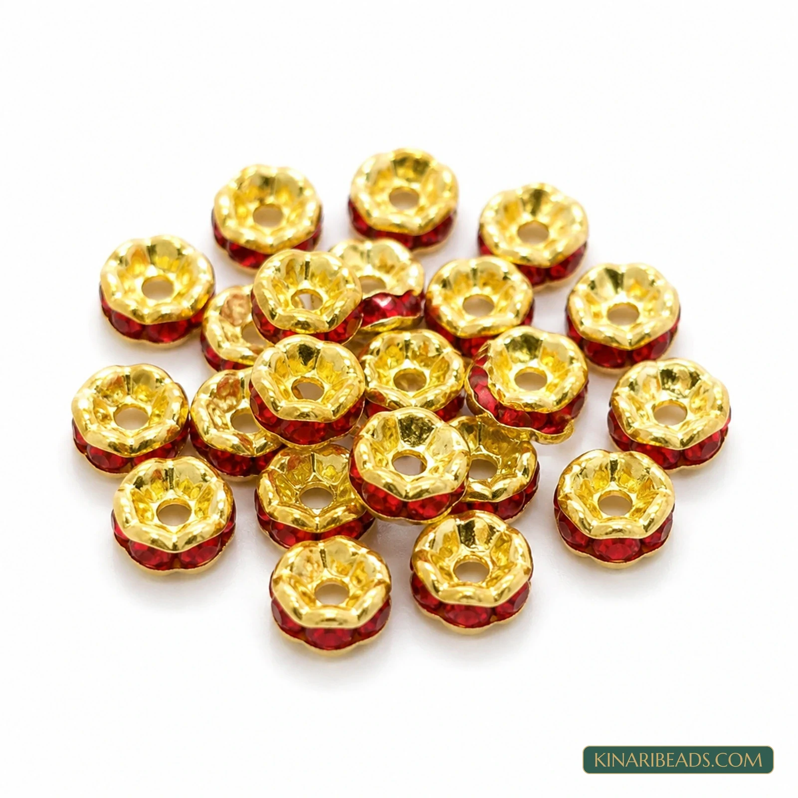 4mm Gold Rhinestone Disc Spacer Beads – 200 Pcs - Maroon colour