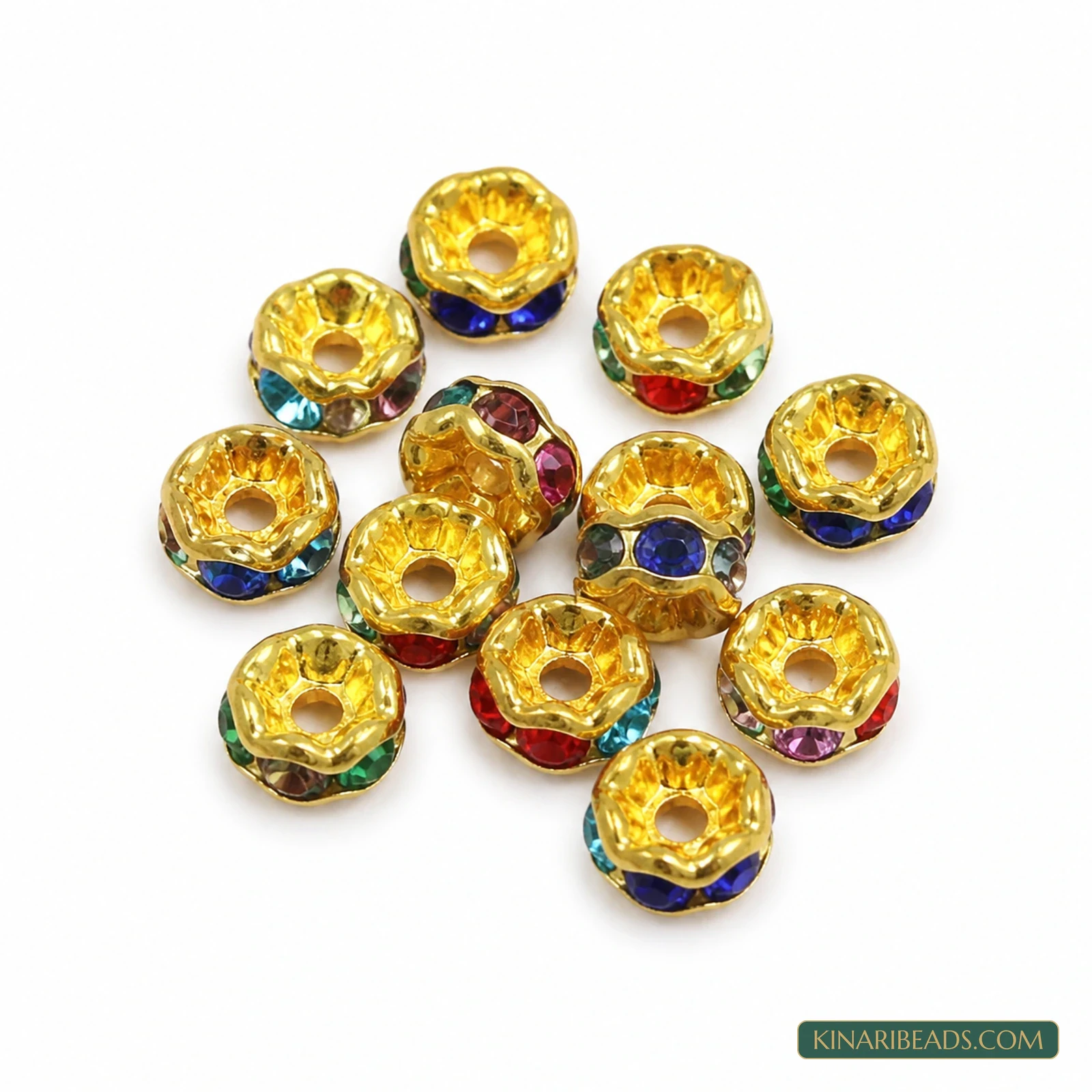 4mm Gold Rhinestone Disc Spacer Beads – 200 Pcs - Multicolour colour