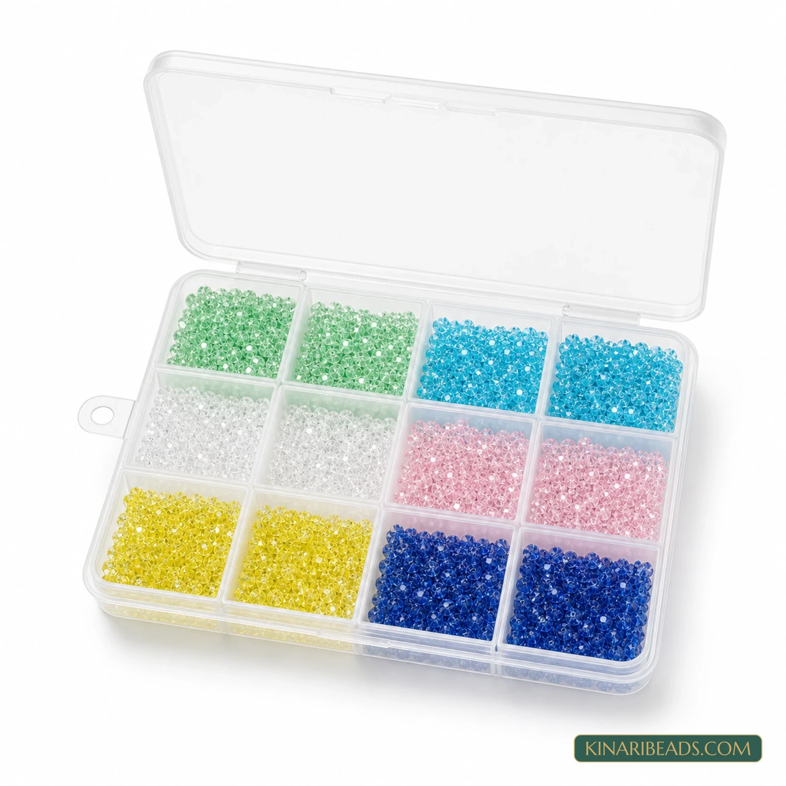 4mm Transparent New Cut Bicone Glass Beads DIY Kit - 6 Colours, 3000 Pcs product image