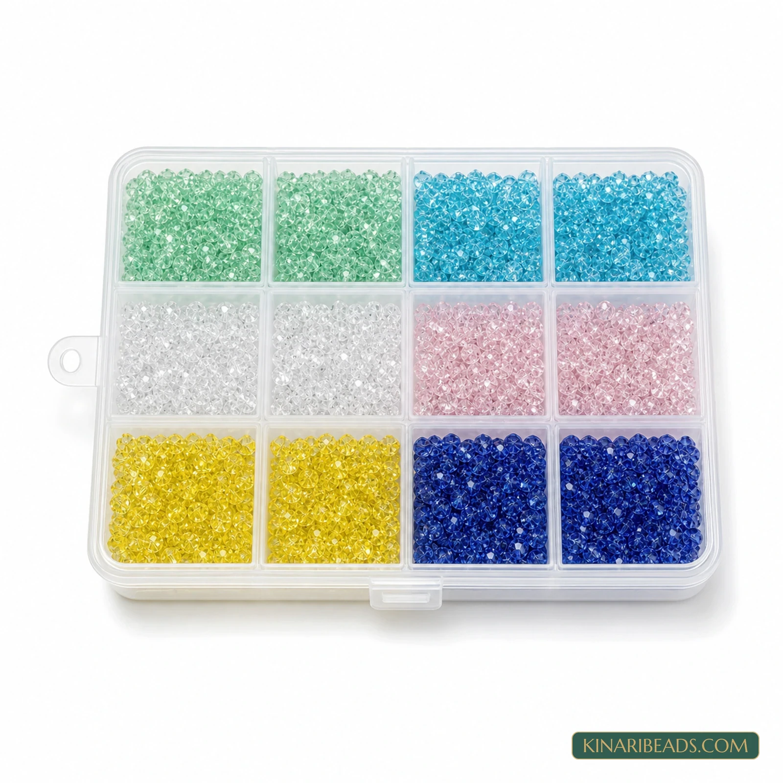 4mm Transparent New Cut Bicone Glass Beads DIY Kit - 6 Colours, 3000 Pcs product image