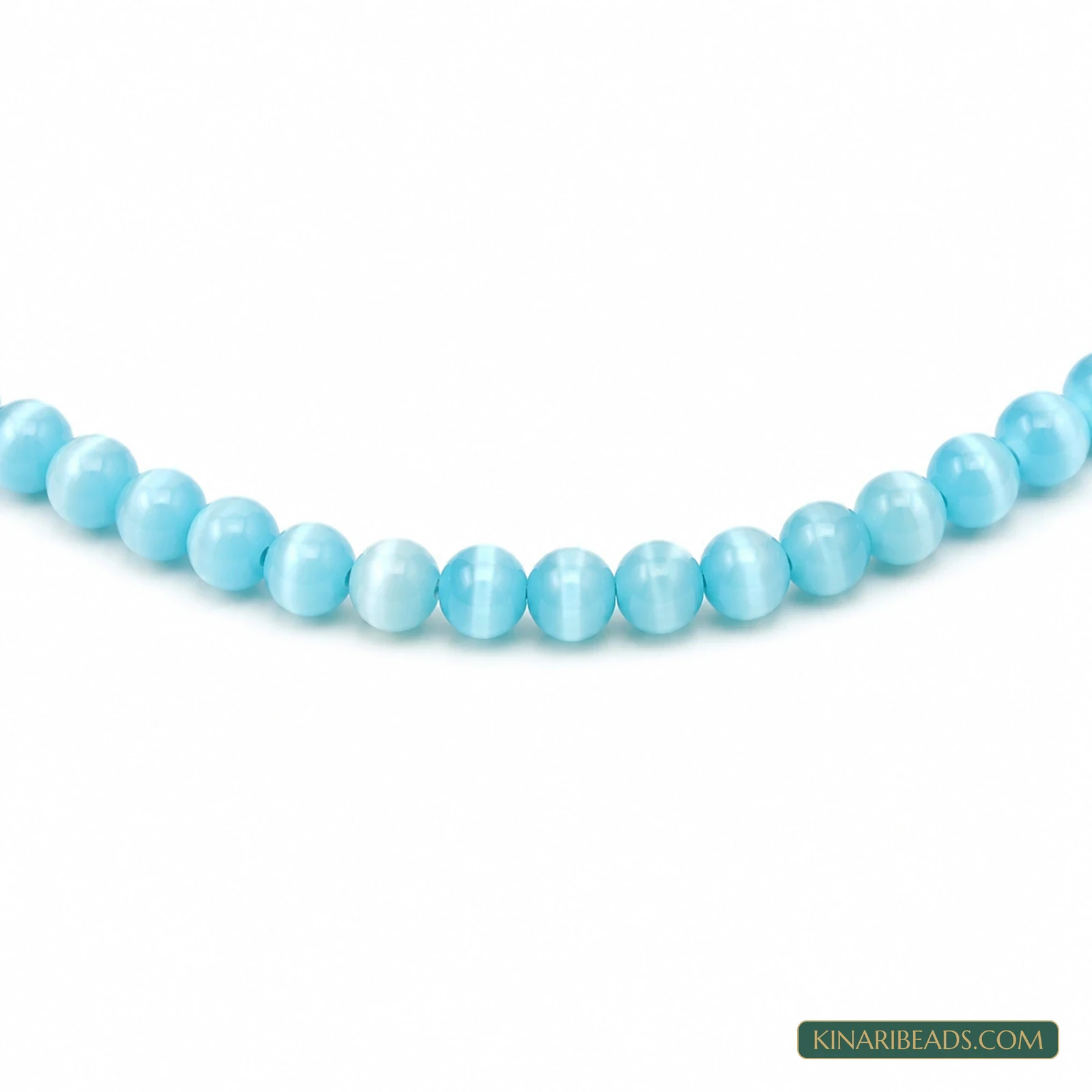 4mm Round Cat’s Eye Glass Beads – 1 String - Aqua colour
