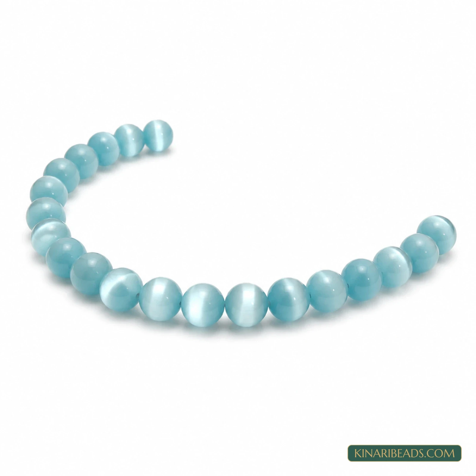 4mm Round Cat’s Eye Glass Beads – 1 String - Blue colour