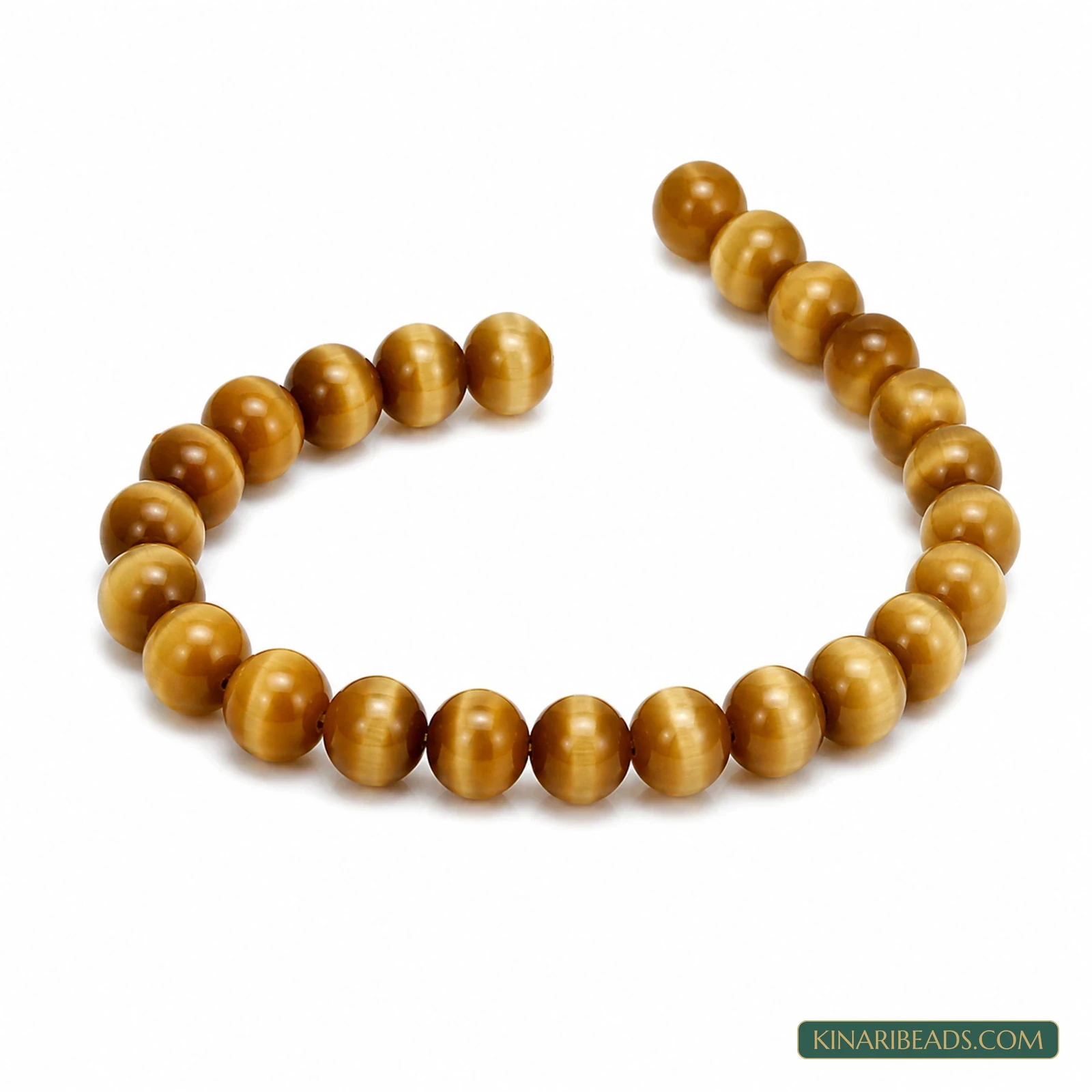 4mm Round Cat’s Eye Glass Beads – 1 String - Brown colour