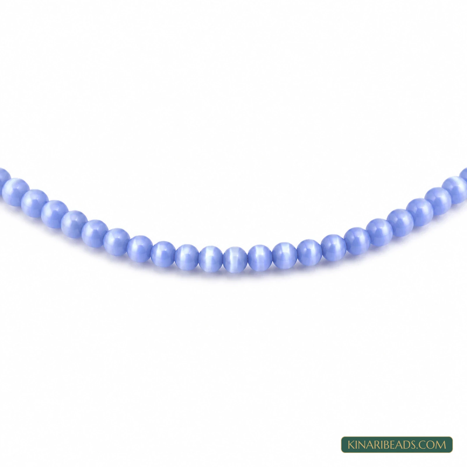 4mm Round Cat’s Eye Glass Beads – 1 String - Light Blue colour