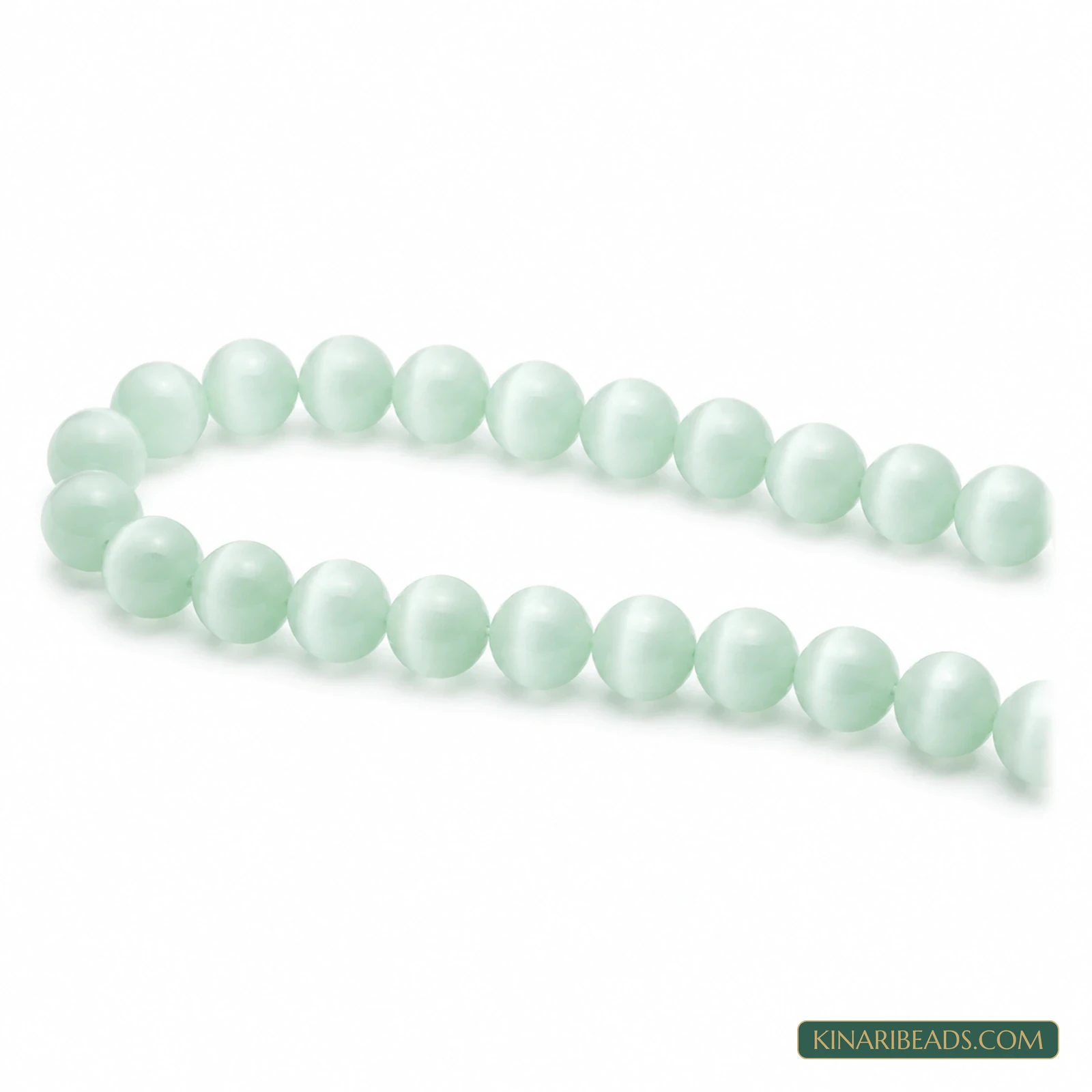 4mm Round Cat’s Eye Glass Beads – 1 String - Light Green colour