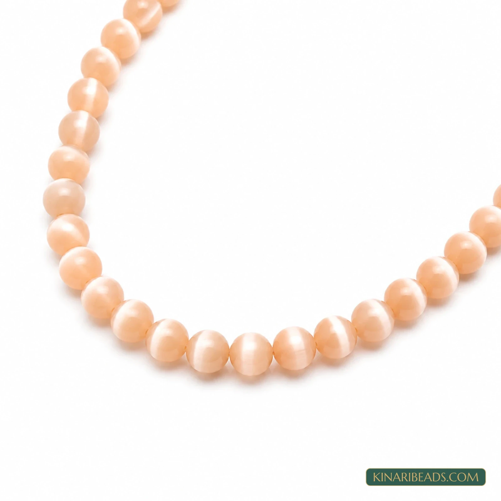 4mm Round Cat’s Eye Glass Beads – 1 String - Peach colour