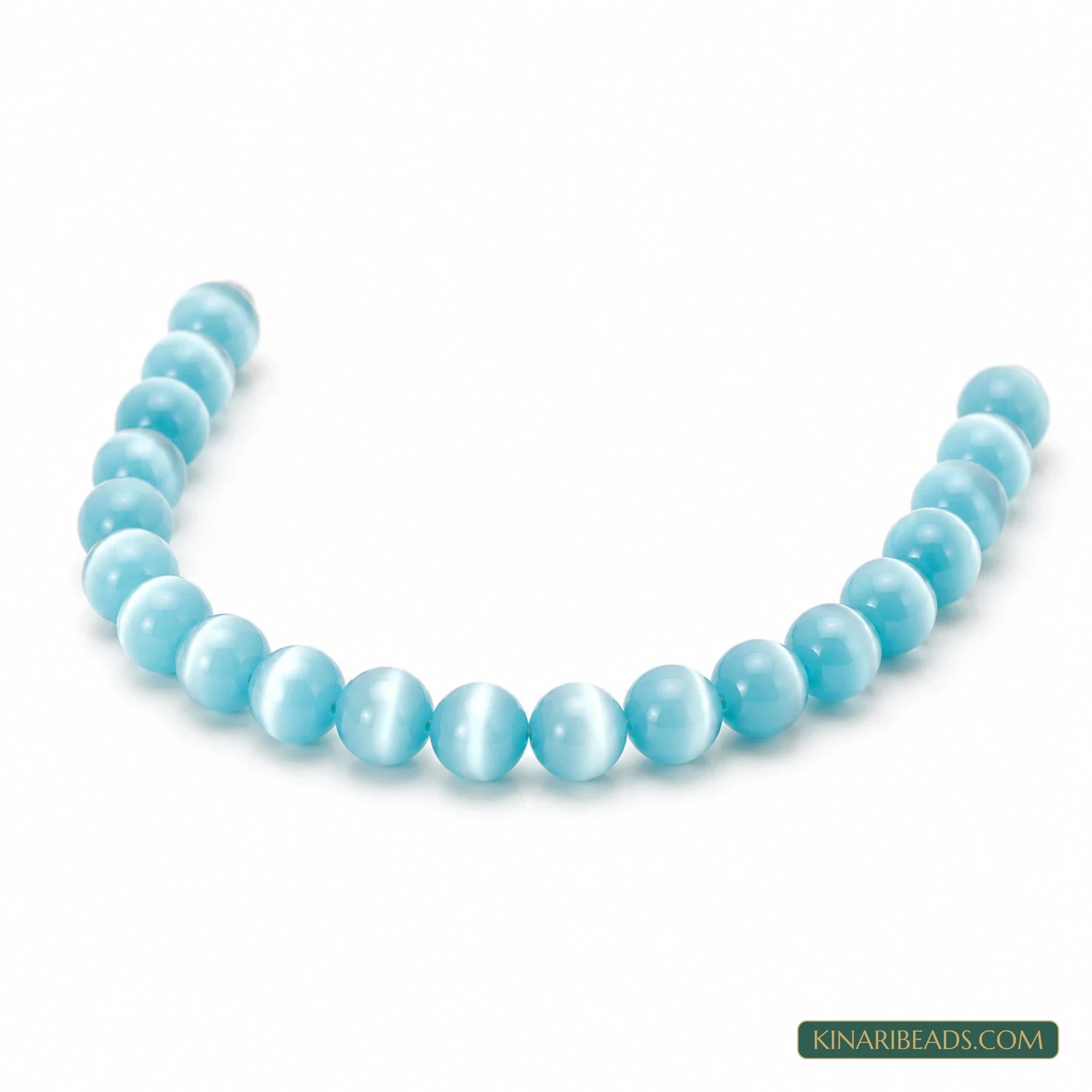 4mm Round Cat’s Eye Glass Beads – 1 String - Sea Blue colour