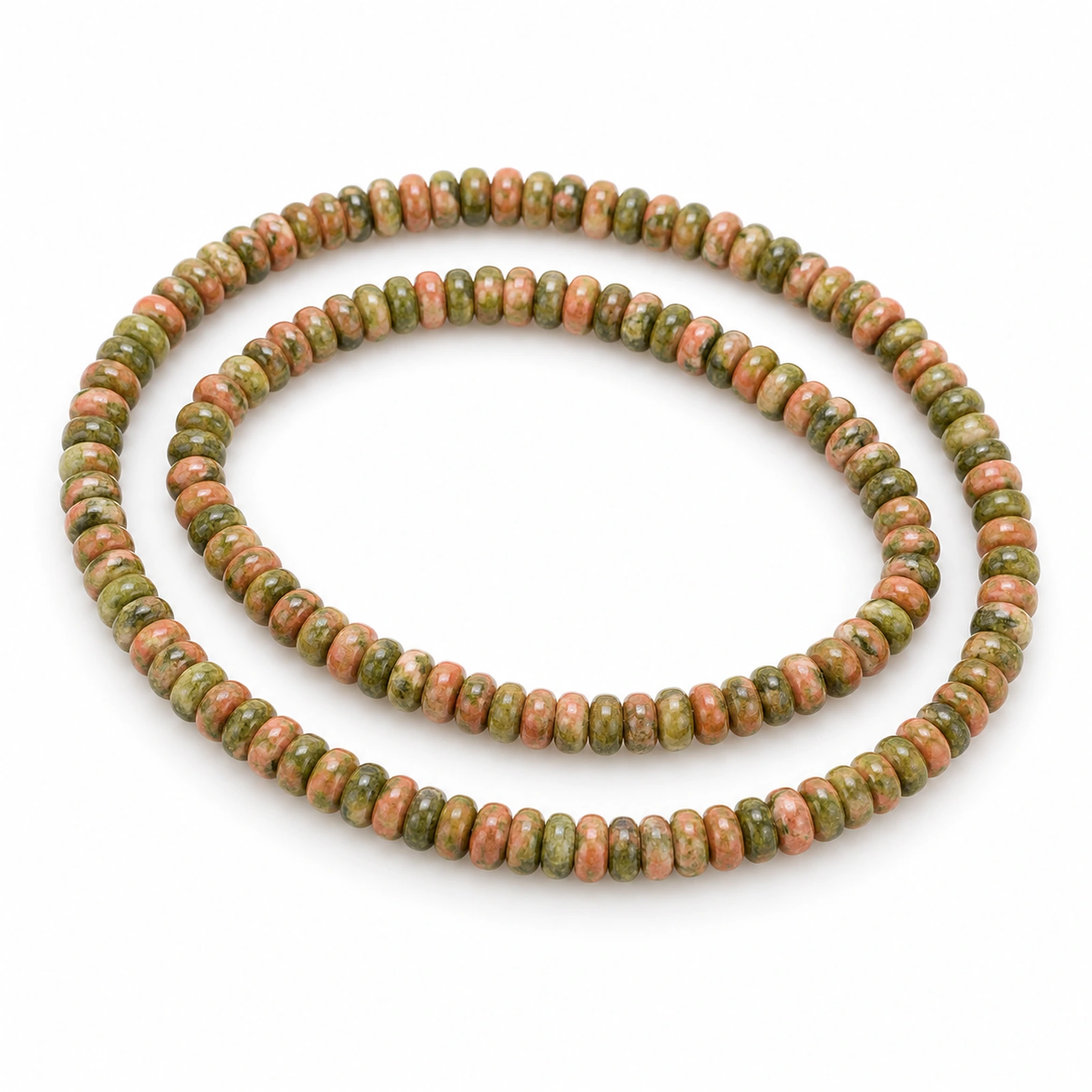 4x2mm Natural Unakite Rondelle Beads - 1 String