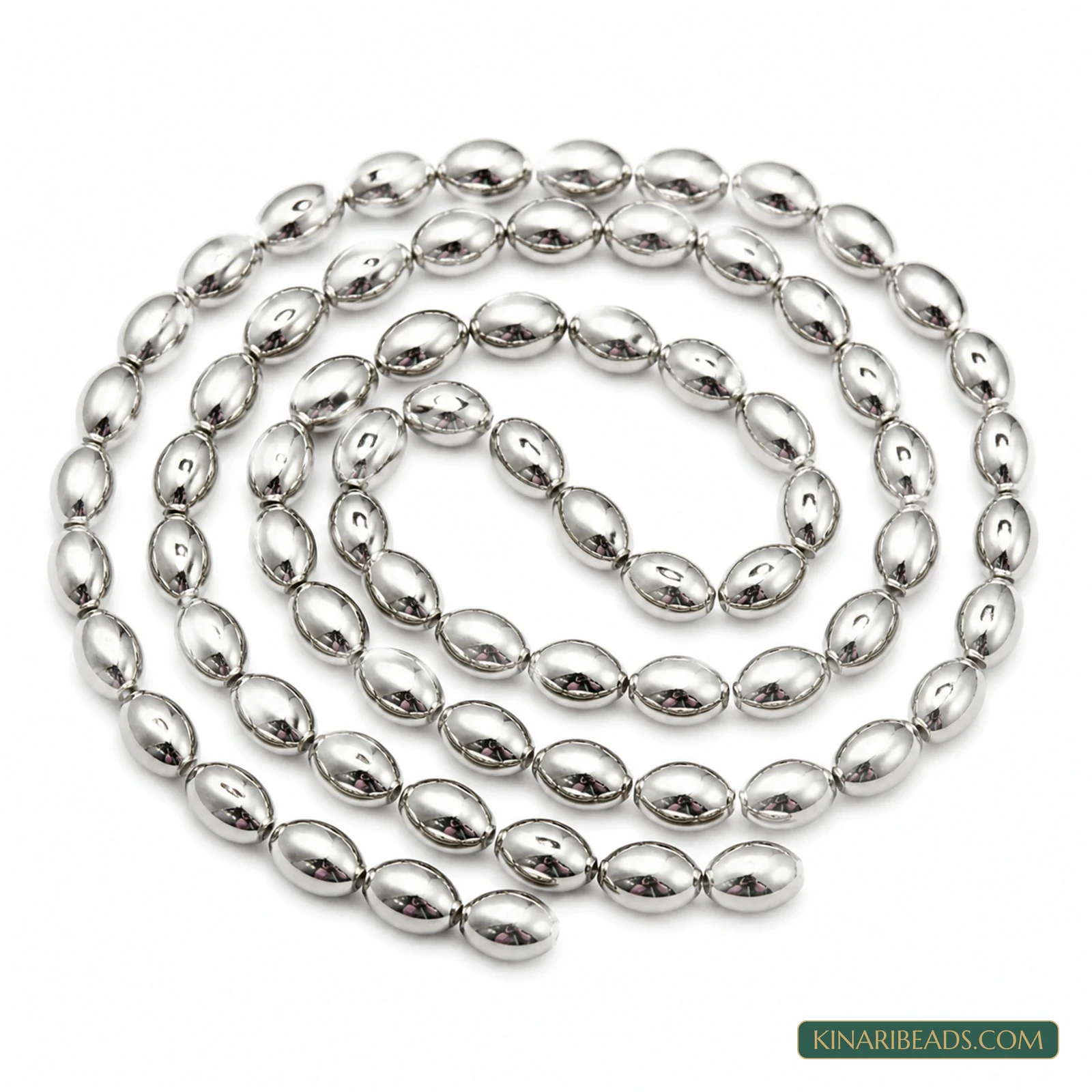4×3mm Silver Oval Hematite Beads – 1 String