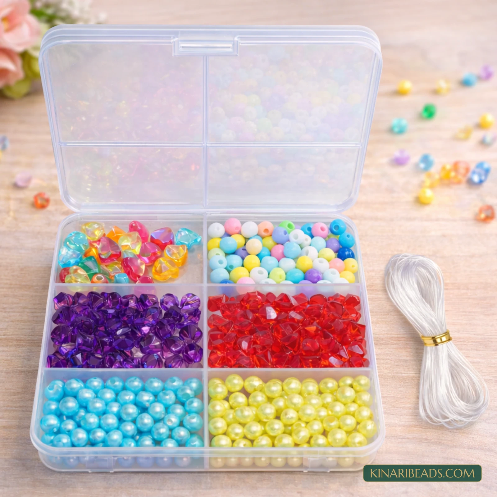5-Box Multicolour Acrylic Beads DIY Jewellery Kit with Elastic Thread - Multicolour colour