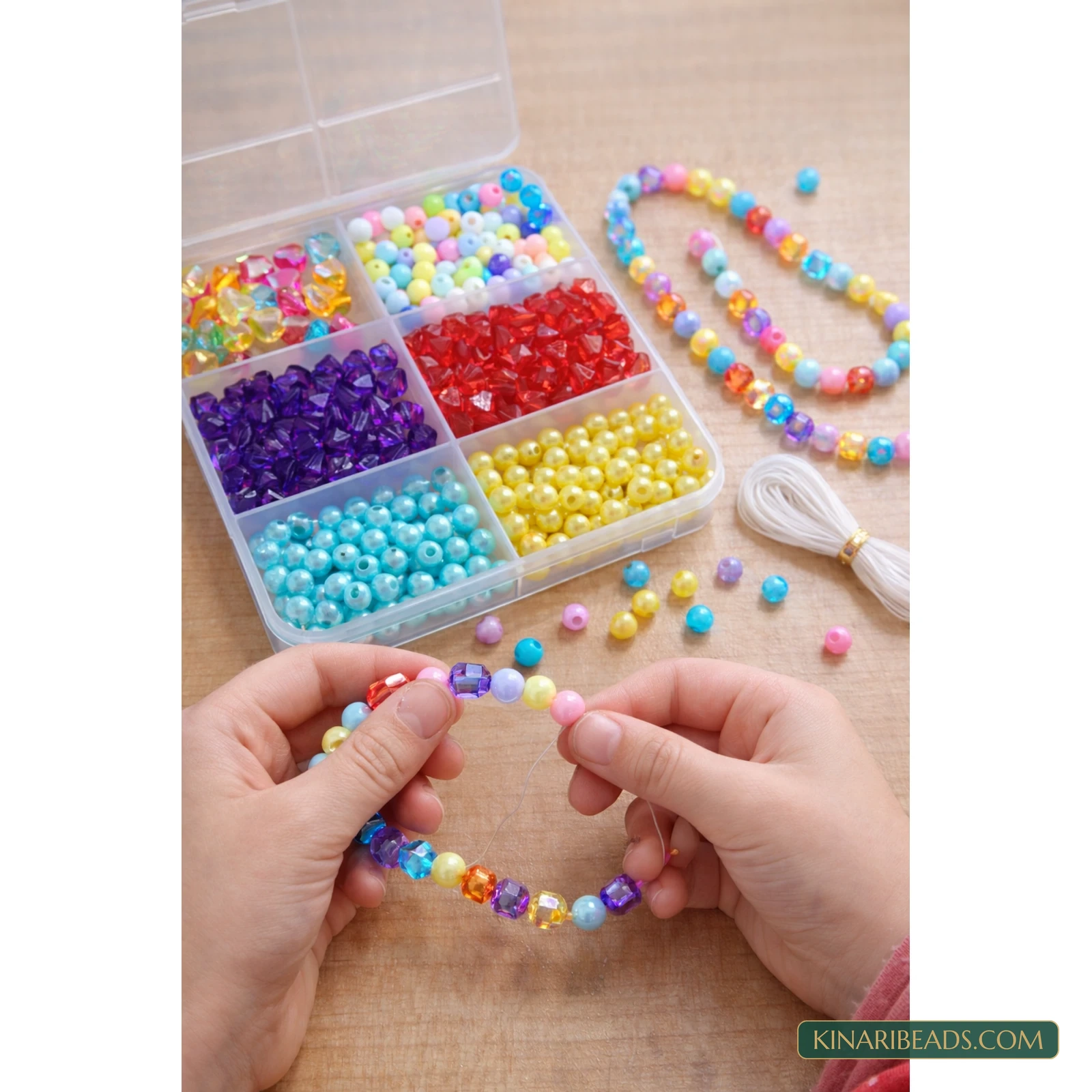 5-Box Multicolour Acrylic Beads DIY Jewellery Kit with Elastic Thread product image