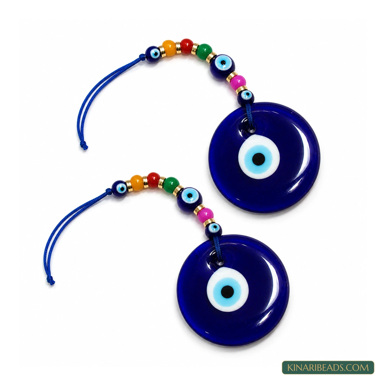 5-Inch Blue Evil Eye Beaded Keychains – 2 Pack