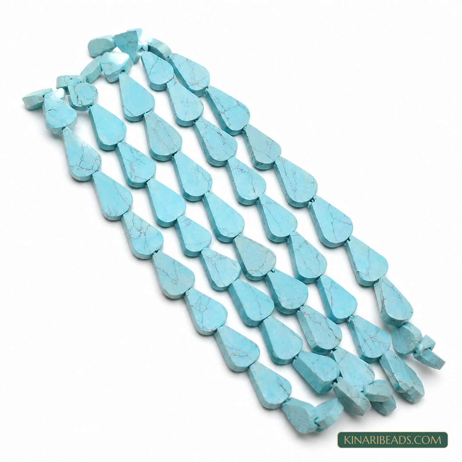5 Strings 11×7mm Turquoise Drop Semiprecious Howlite Beads
