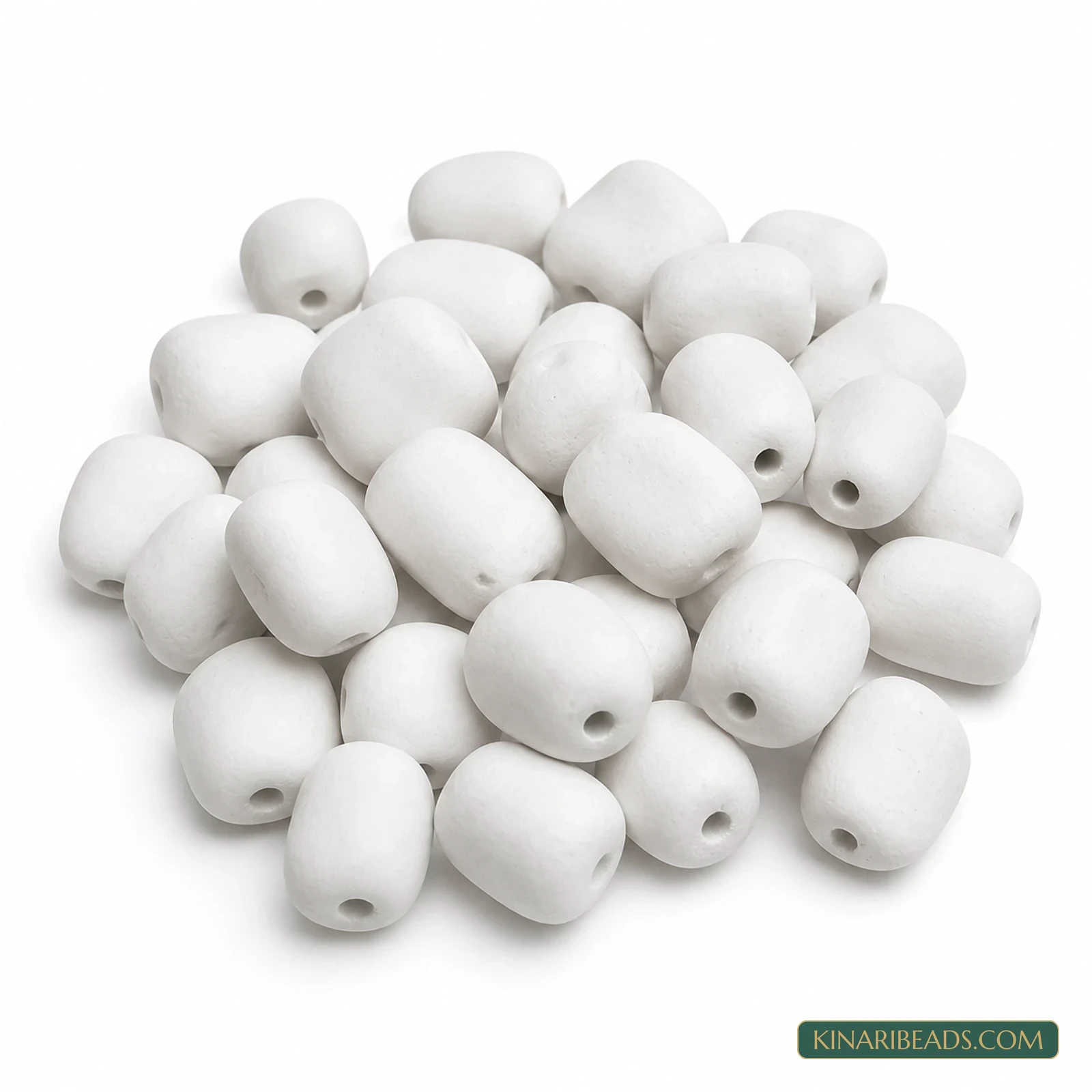 50 Pcs 14×12mm–12×10mm White Synthetic Howlite Beads