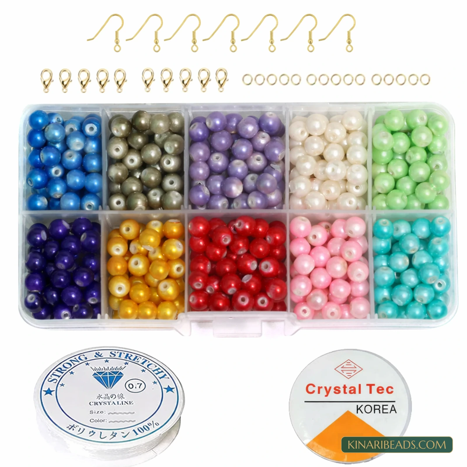 500-Piece 6mm Glass Pearl Beads Jewellery Making Kit