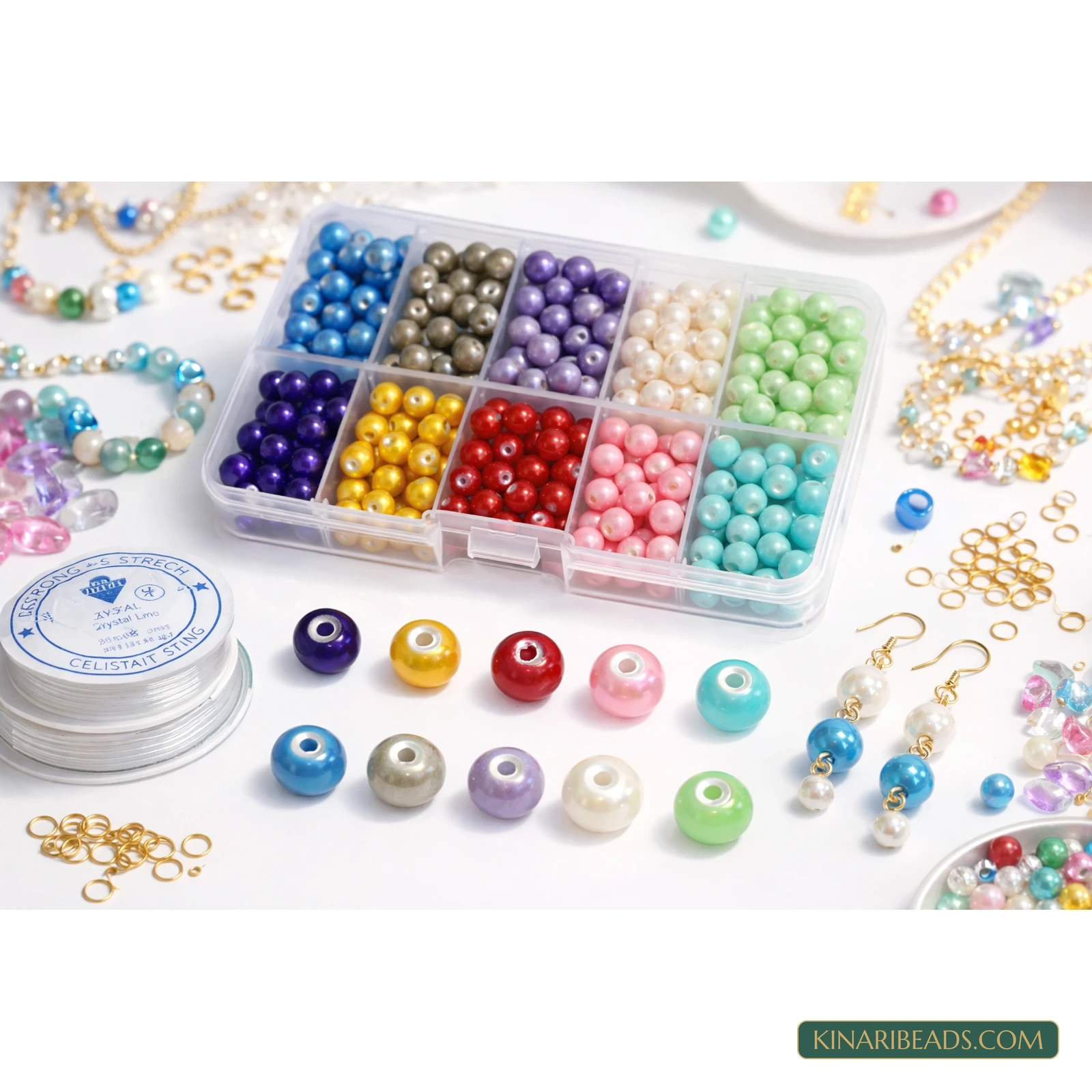 500-Piece 6mm Glass Pearl Beads Jewellery Making Kit product image