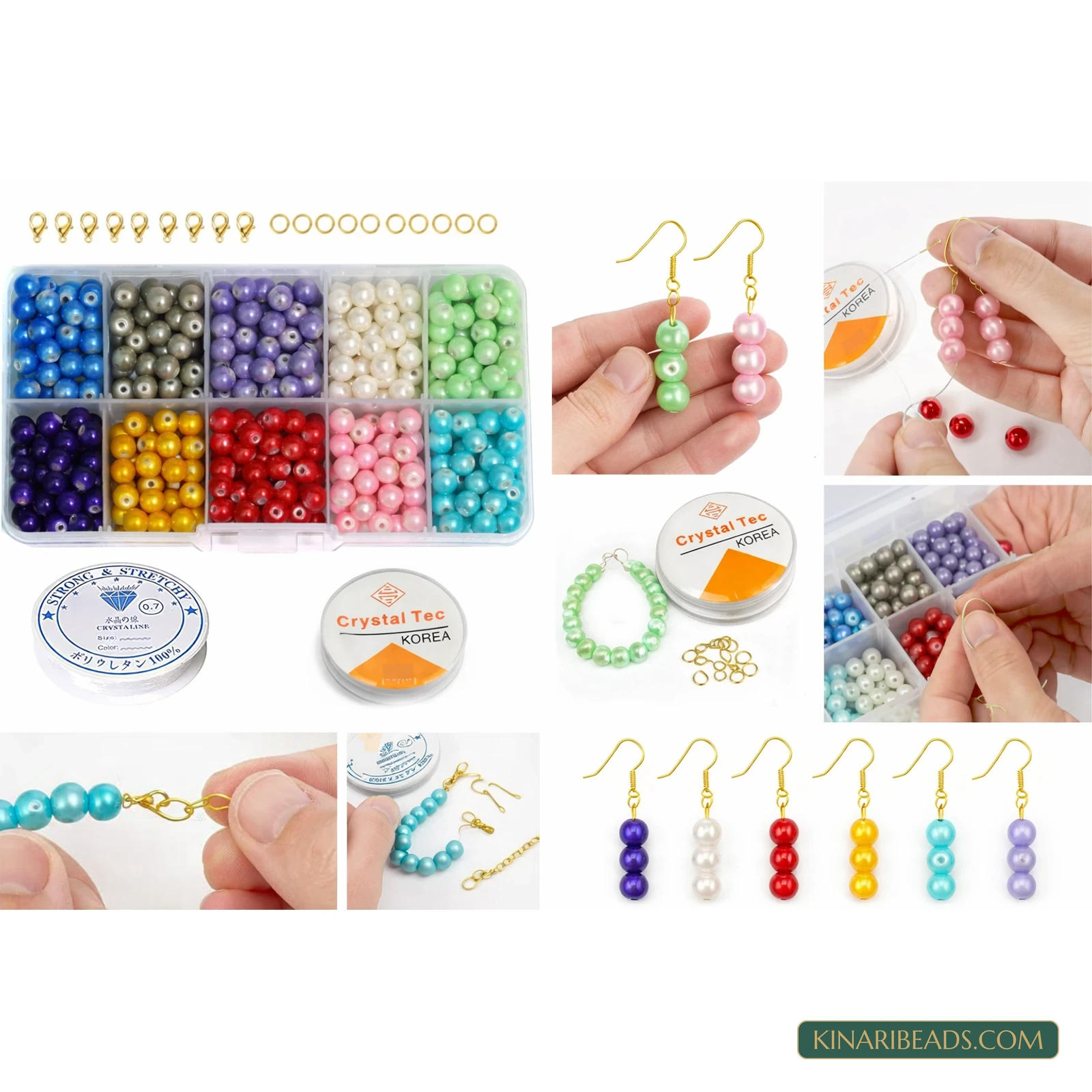 500-Piece 6mm Glass Pearl Beads Jewellery Making Kit product image