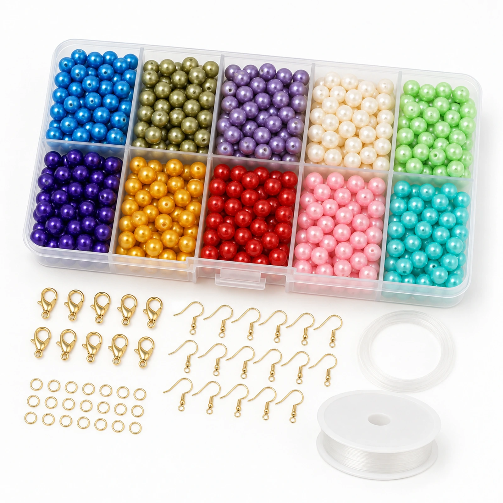 500-Piece 6mm Glass Pearl Beads Jewellery Making Kit