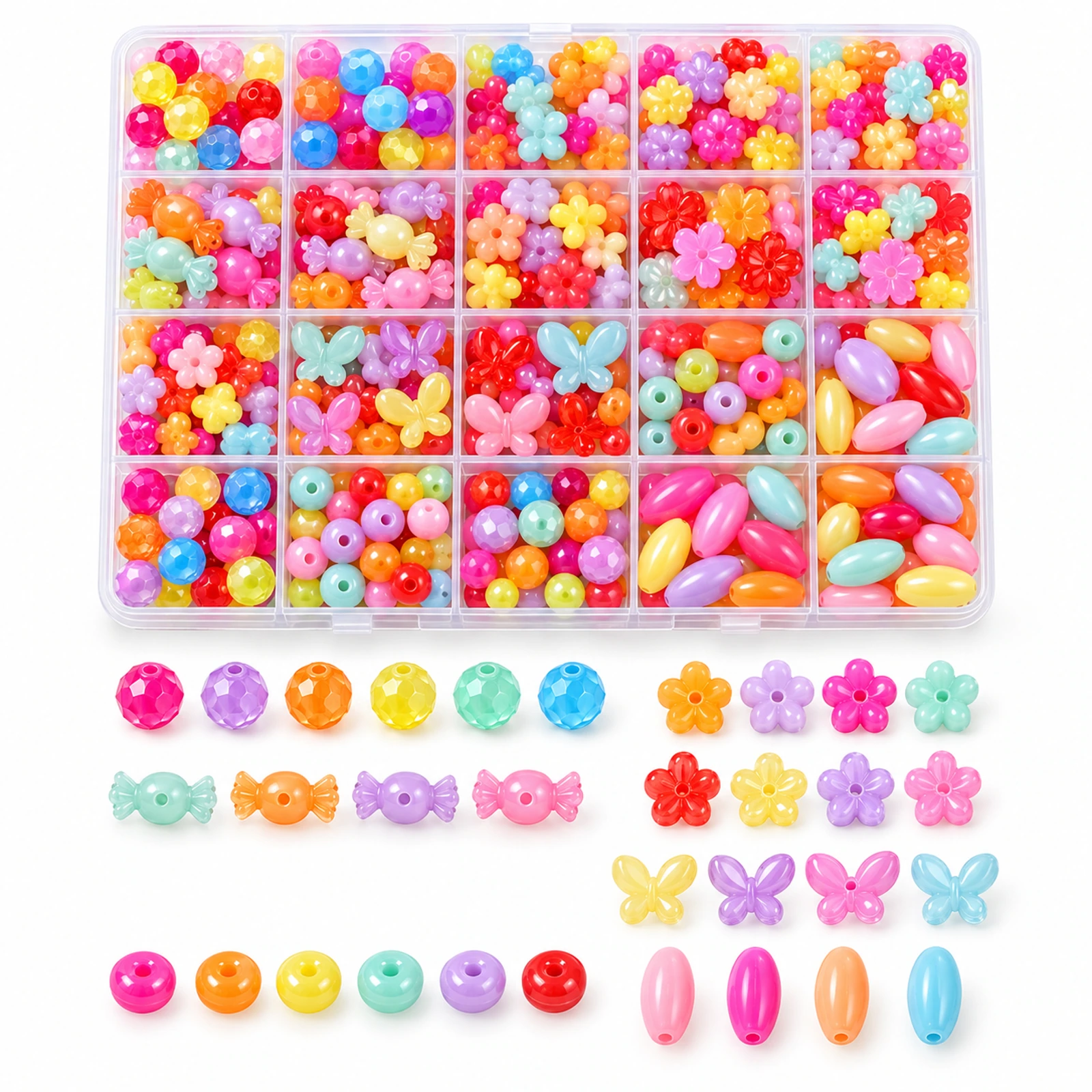 533-Piece 7-Style Jelly Acrylic Beads Kit