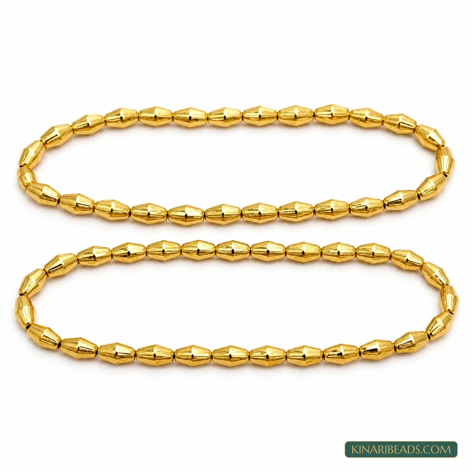 5mm Gold Plated Brass Pabdi Oval Beads - 2 Strings