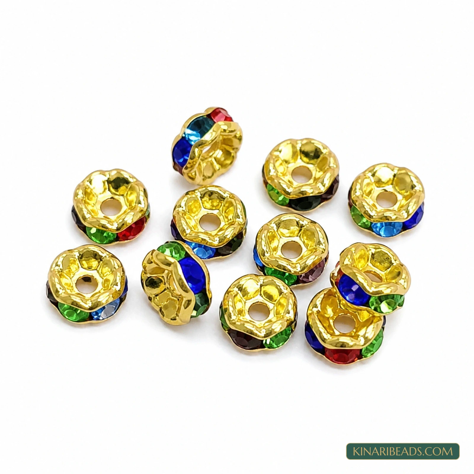 5mm Gold Rhinestone Disc Spacer Beads – 200 Pcs - Multicolour colour