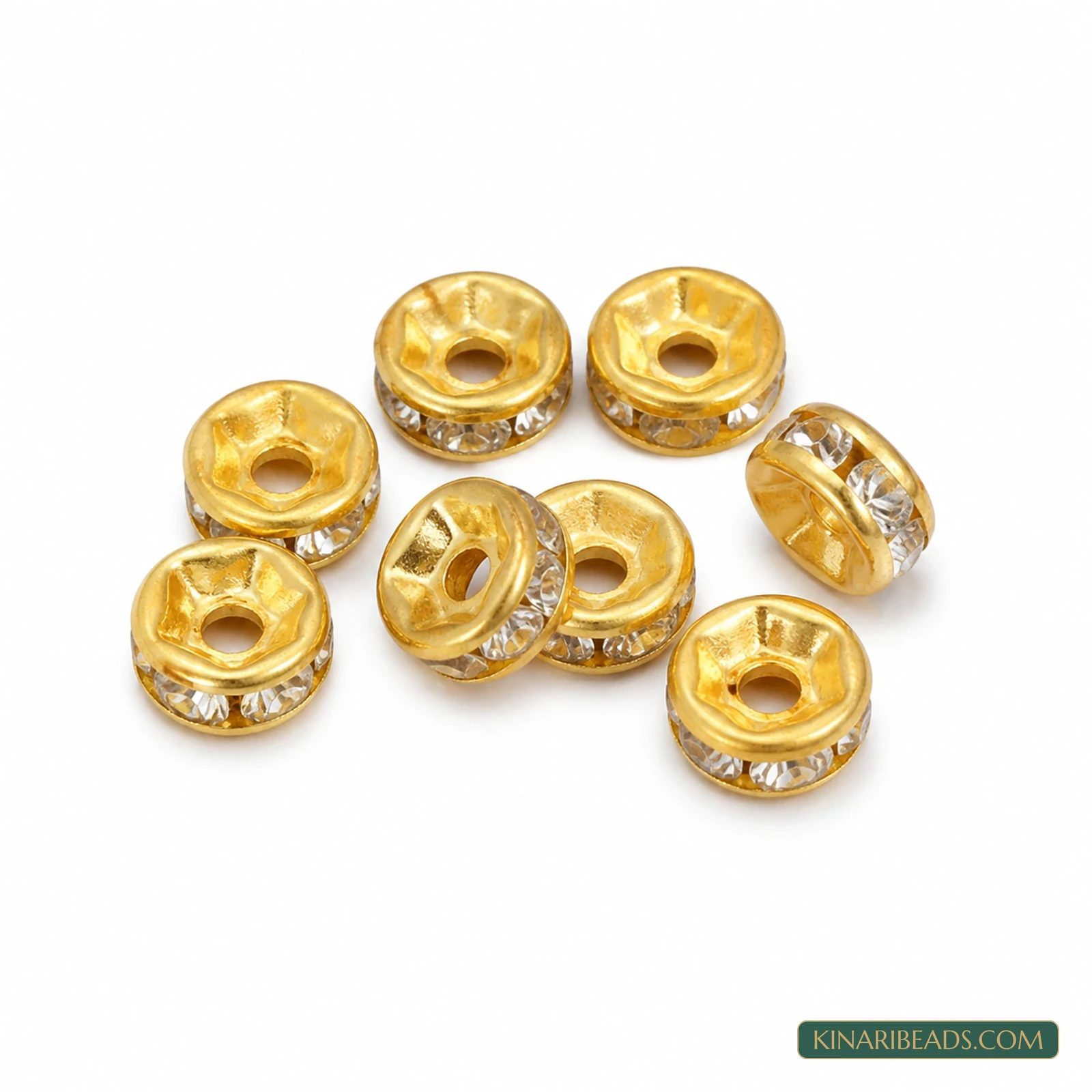 5mm Gold Rhinestone Disc Spacer Beads – 200 Pcs