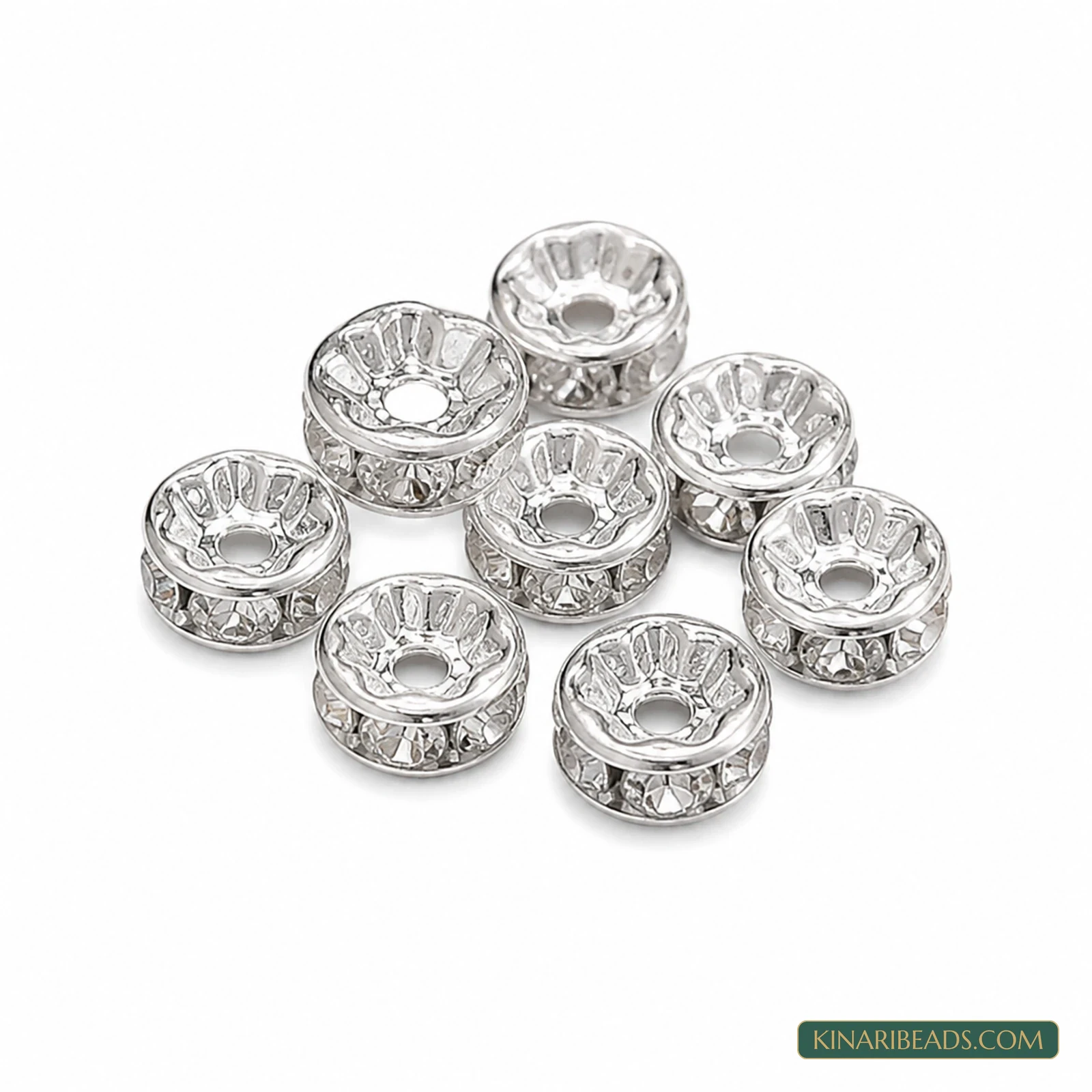 5mm Silver Rhinestone Disc Spacer Beads – 200 Pcs