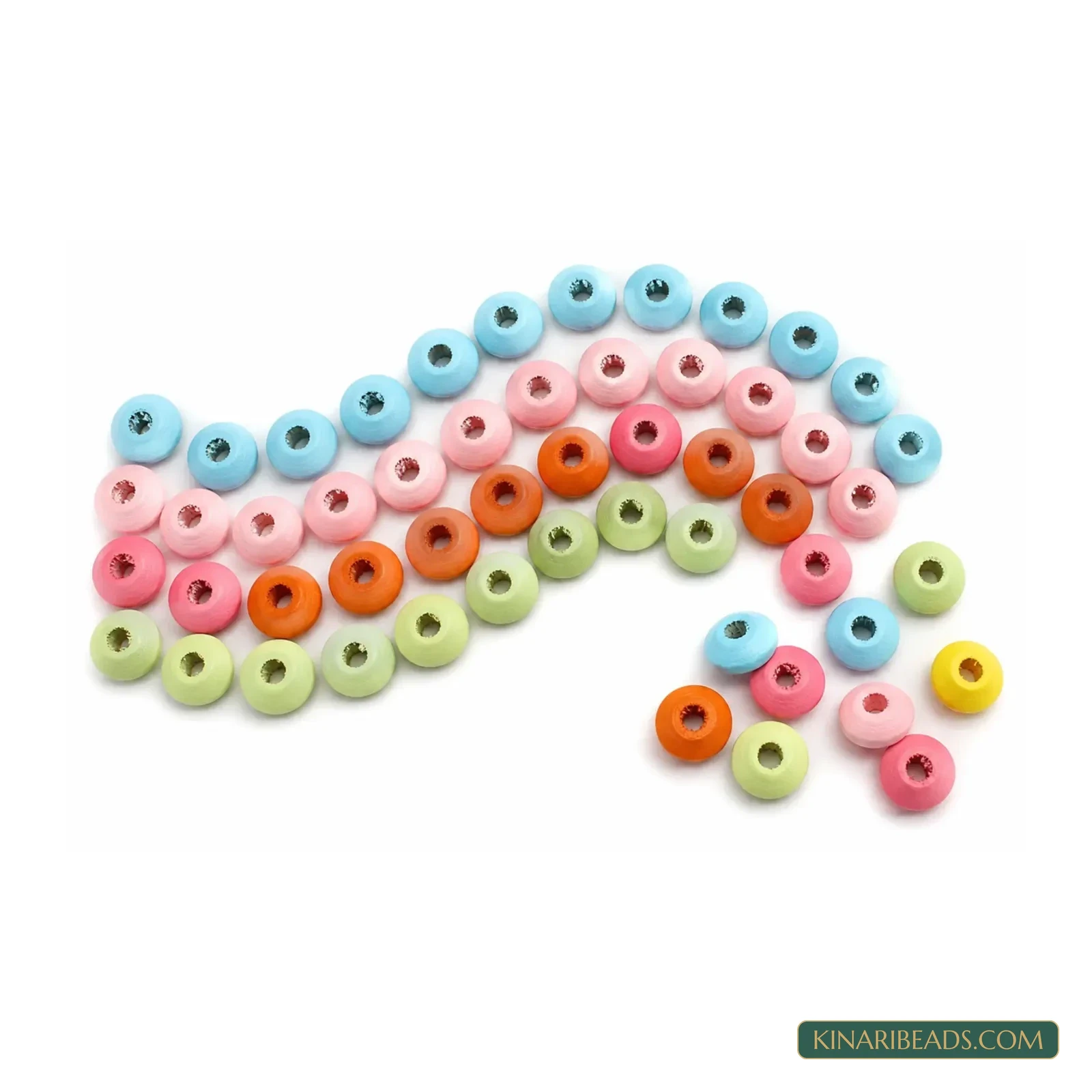 5x11mm Multicolour Wooden Donut Disc Beads - 100g