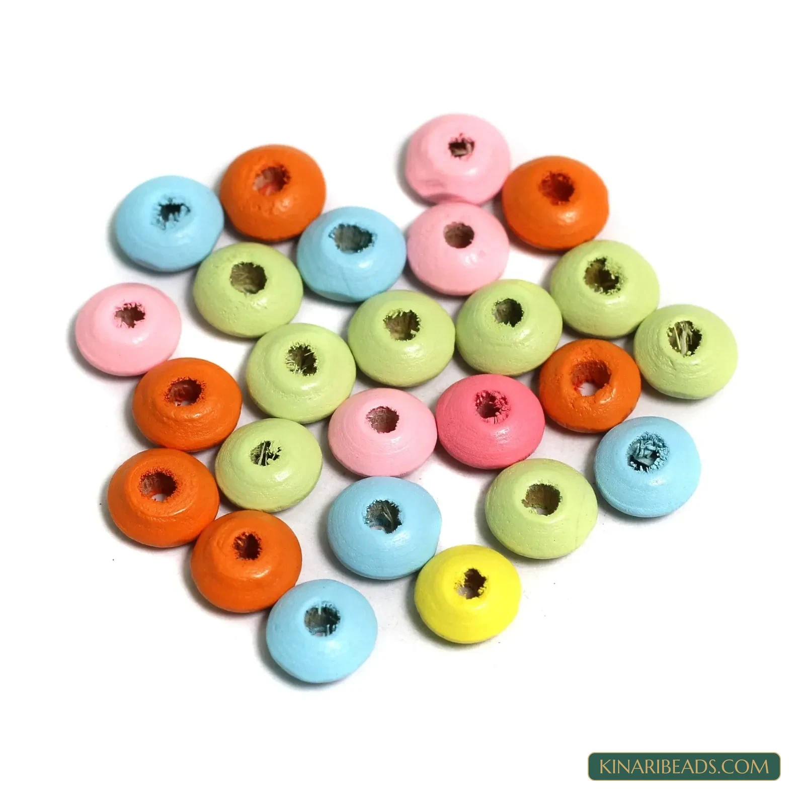5x11mm Multicolour Wooden Donut Disc Beads - 100g product image