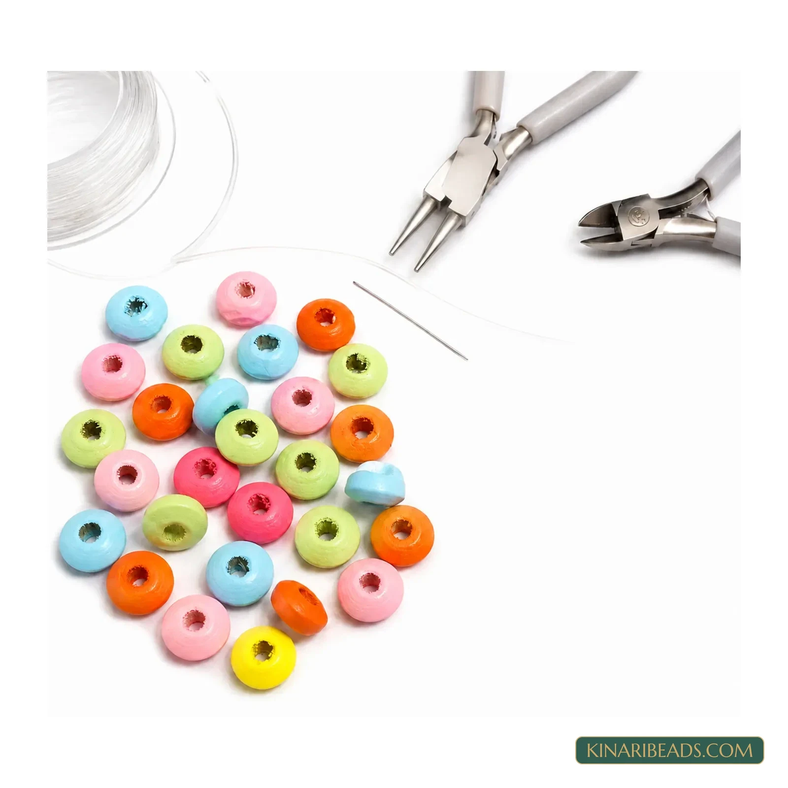 5x11mm Multicolour Wooden Donut Disc Beads - 100g product image