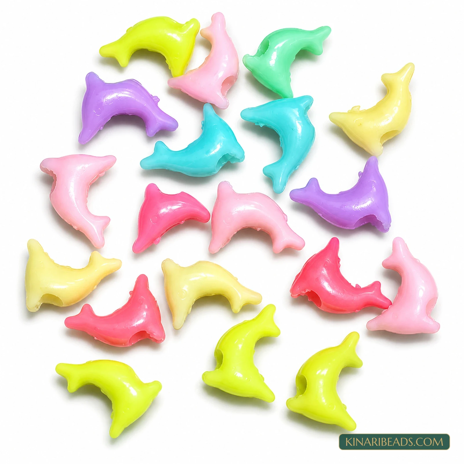 5x12mm Pastel Multicolour Dolphin Acrylic Beads - 100g (Approx. 495 Pcs)