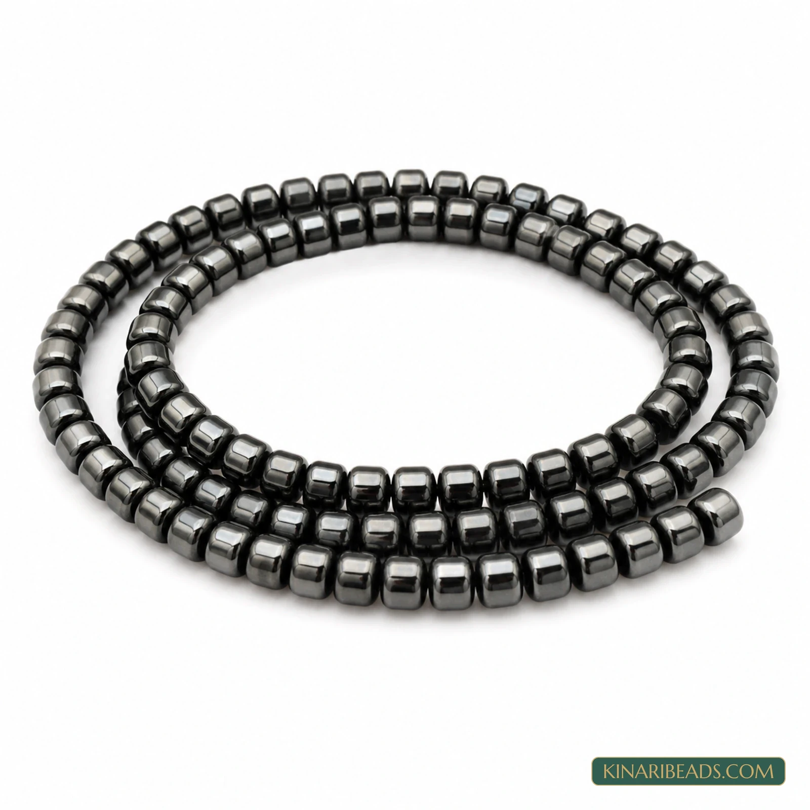 5×4mm Black Tyre Hematite Beads – 1 String