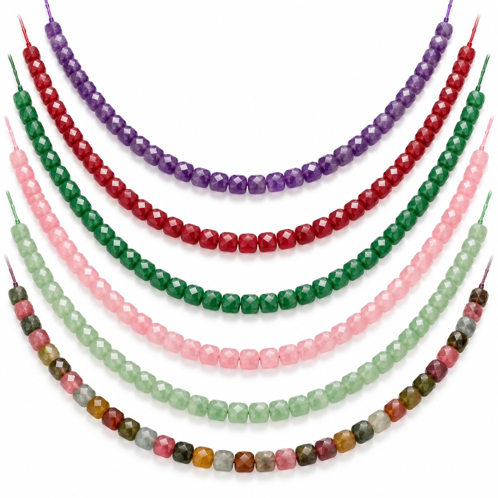 5x5mm Faceted Onyx Square Beads - 6 Colours