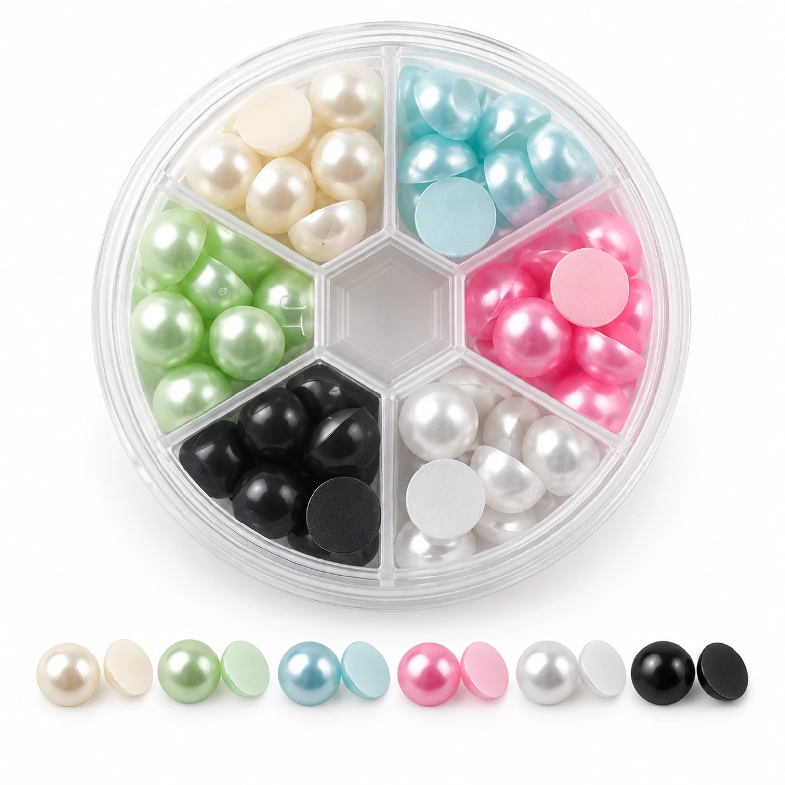 66-Piece Half-Round Pearl Cabochons Kit