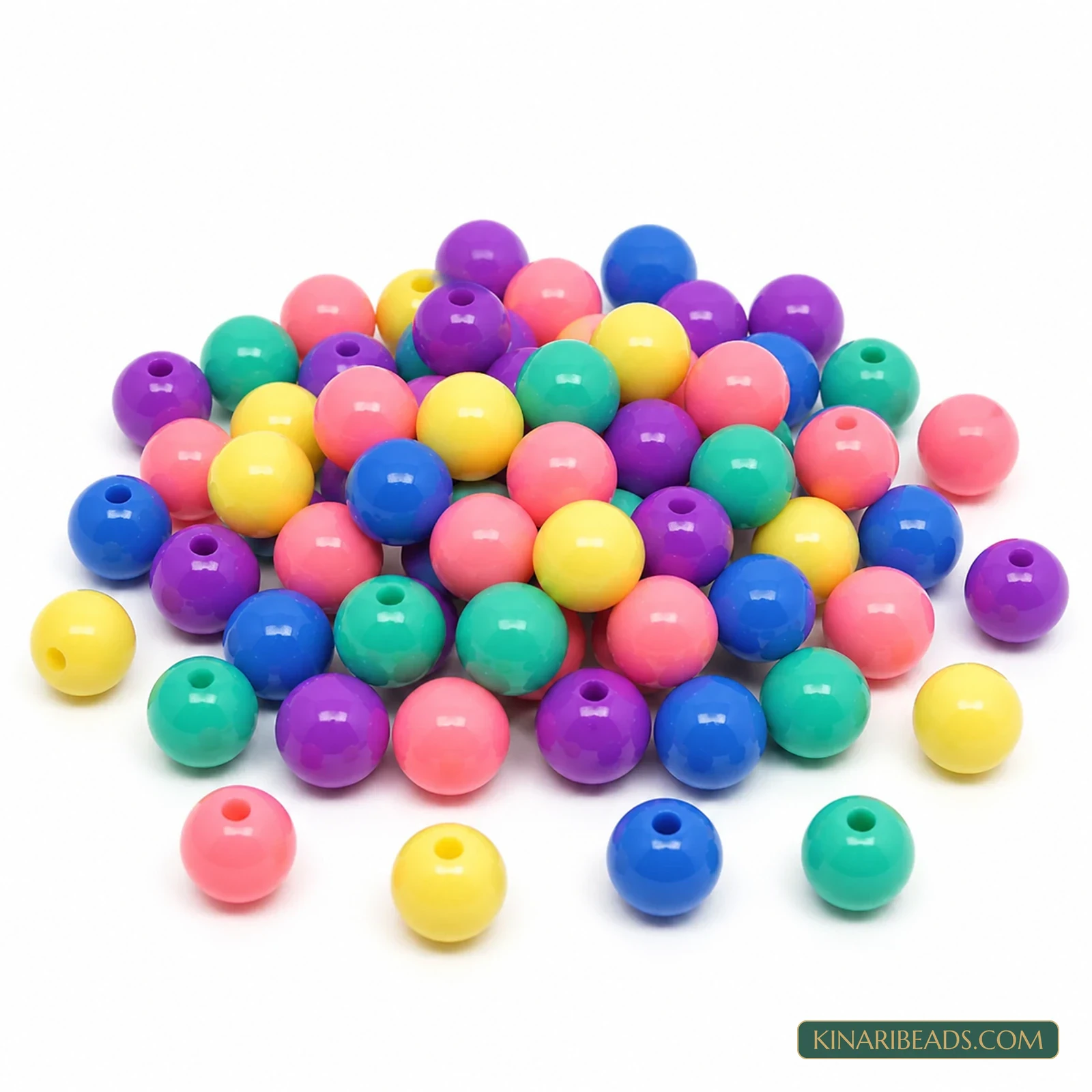 Opaque Round Acrylic Beads 6mm & 8mm - 100g Colour Packs - Multicolour Opaque Mix colour