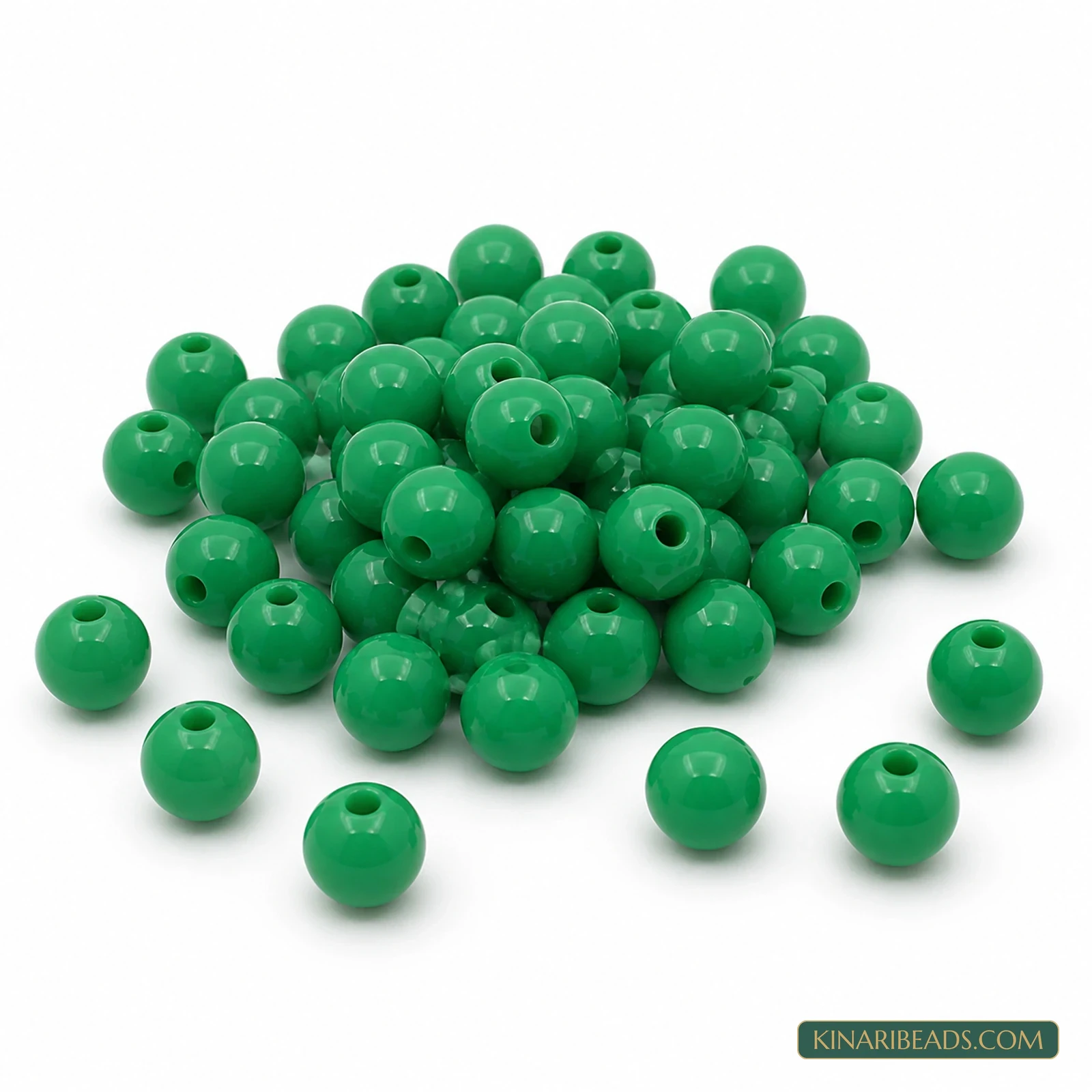 Opaque Round Acrylic Beads 6mm & 8mm - 100g Colour Packs - Opaque Green colour