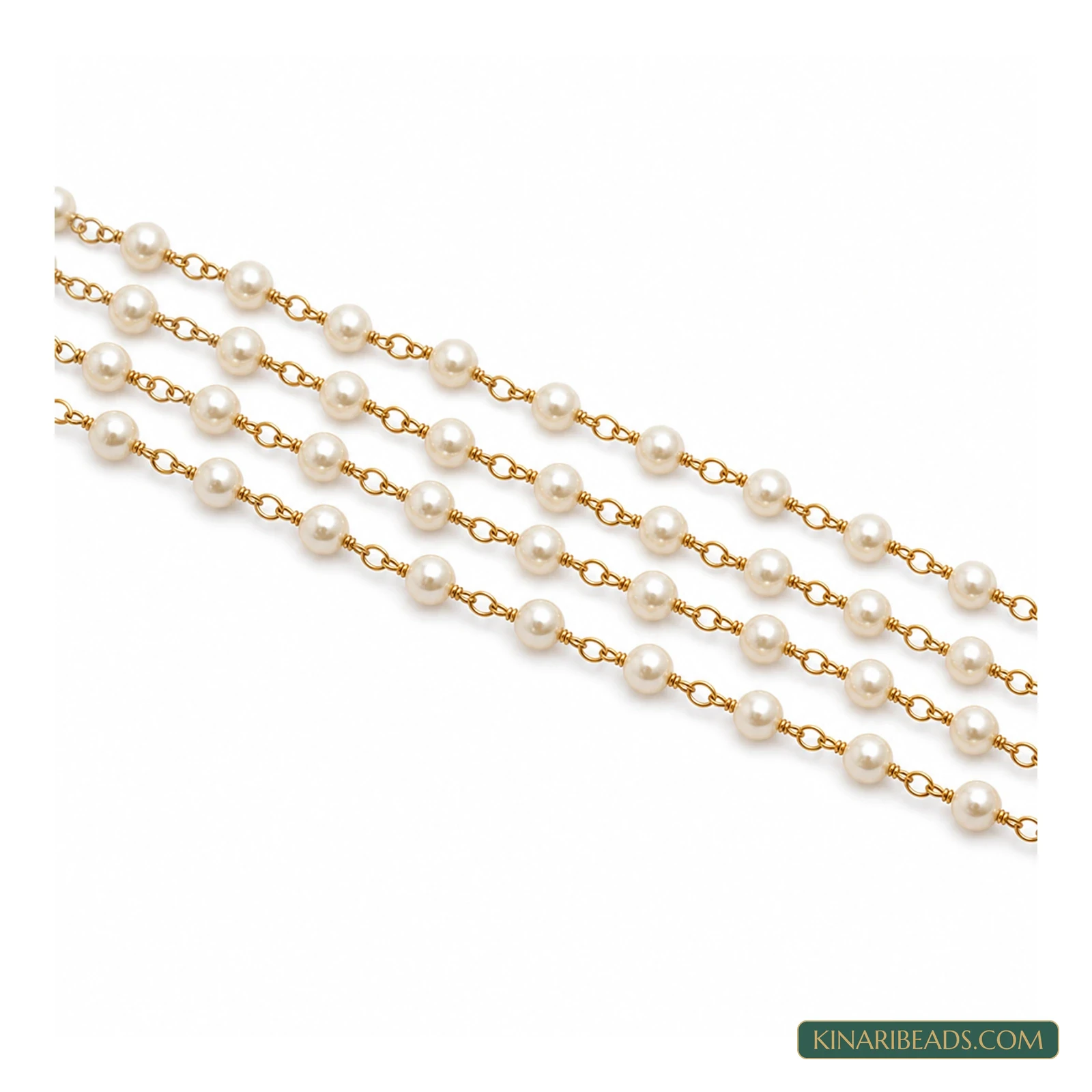 6mm Acrylic Pearl Aati Chain on Brass Wire product image