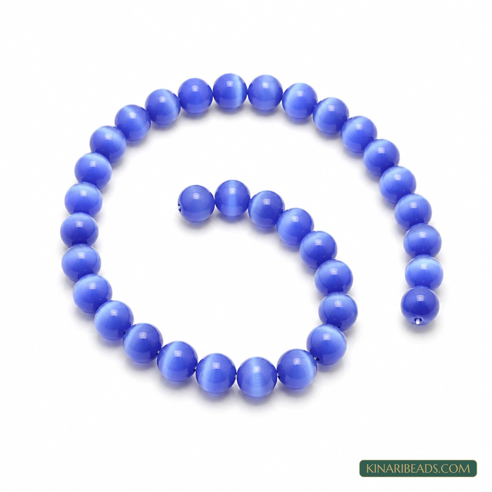 6mm Blue Round Cat’s Eye Glass Beads – 1 String