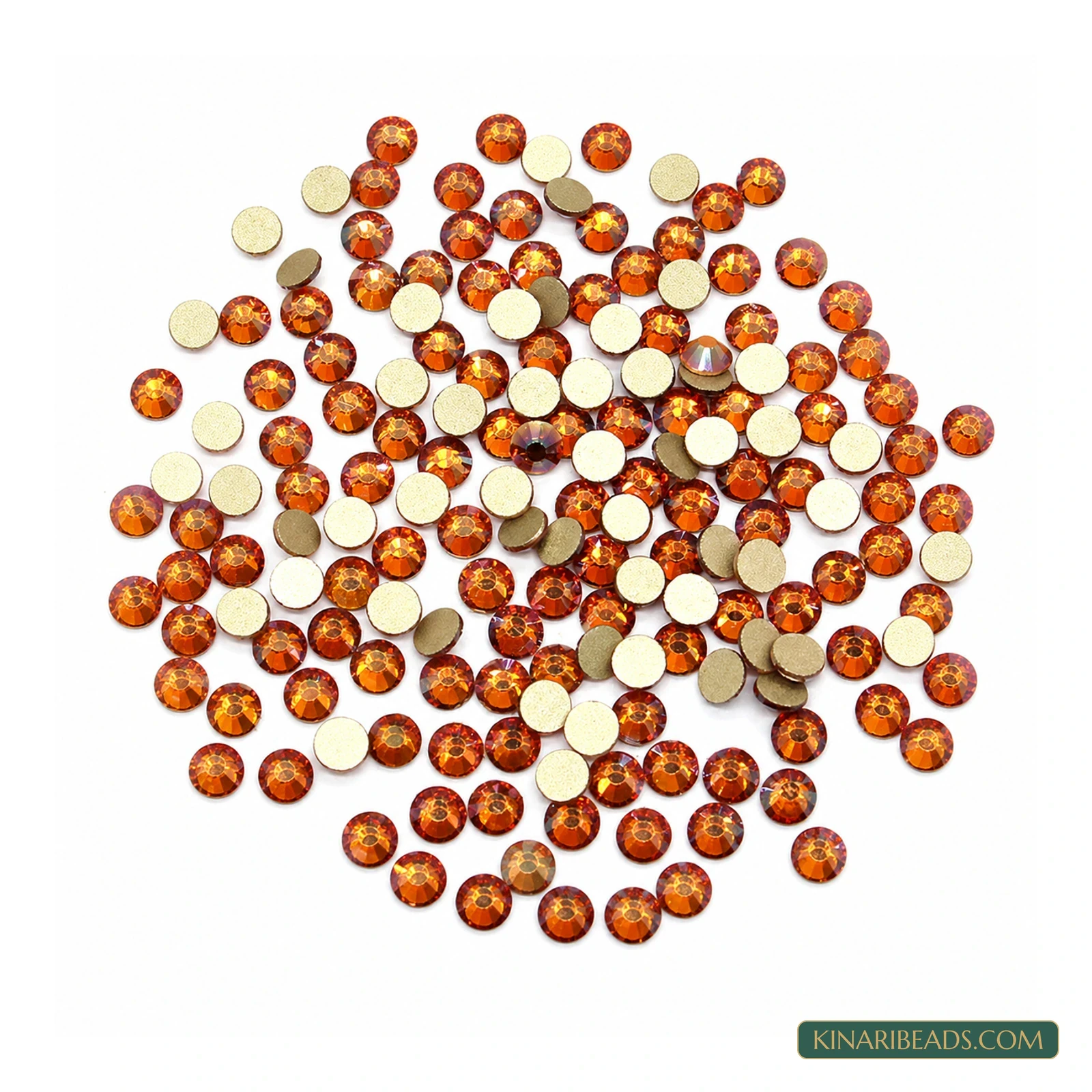 6mm Flat-Round Acrylic Cabochon Stones – 50g - Orange colour