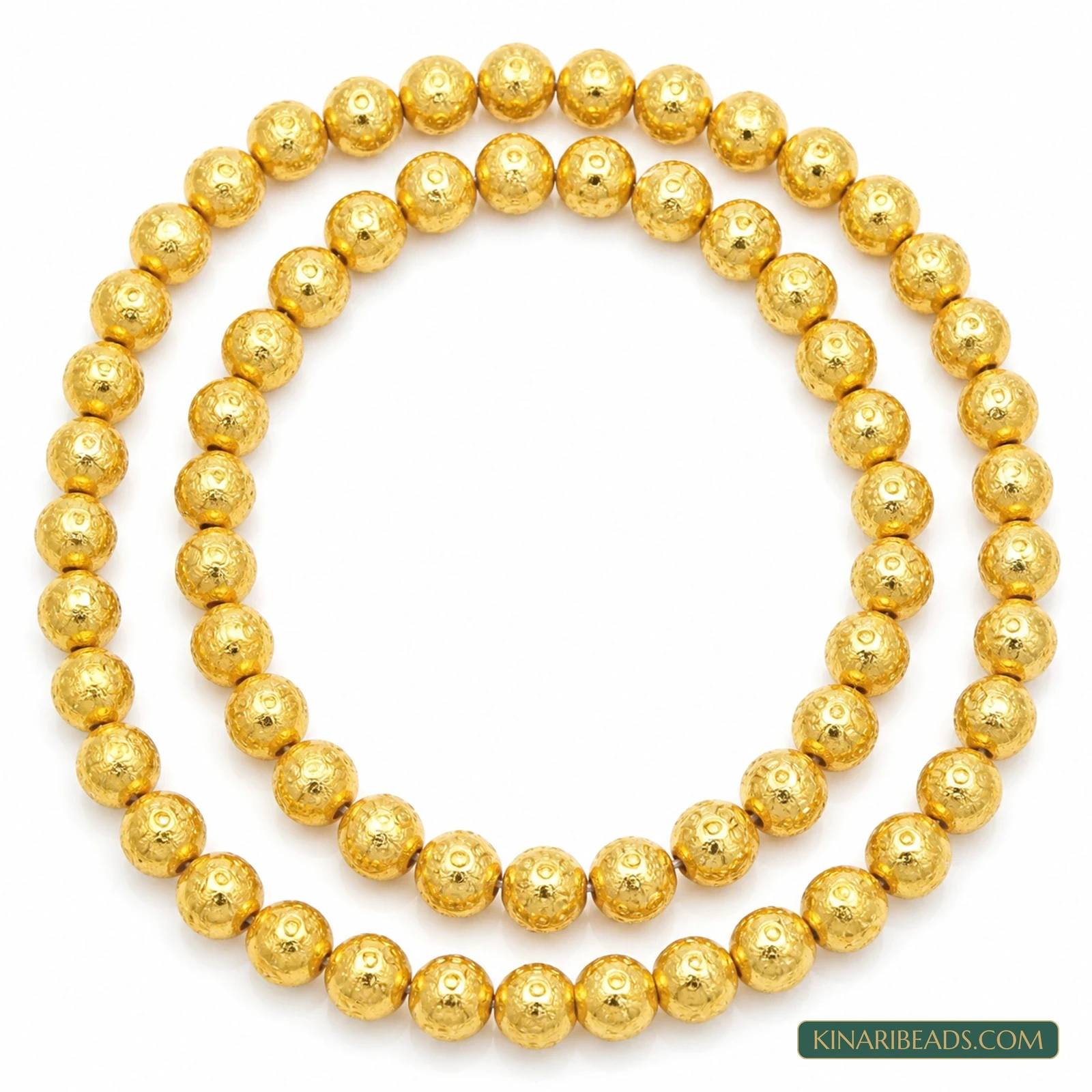 6mm Gold Plated Brass 3-Bindi Beads - 2 Strings