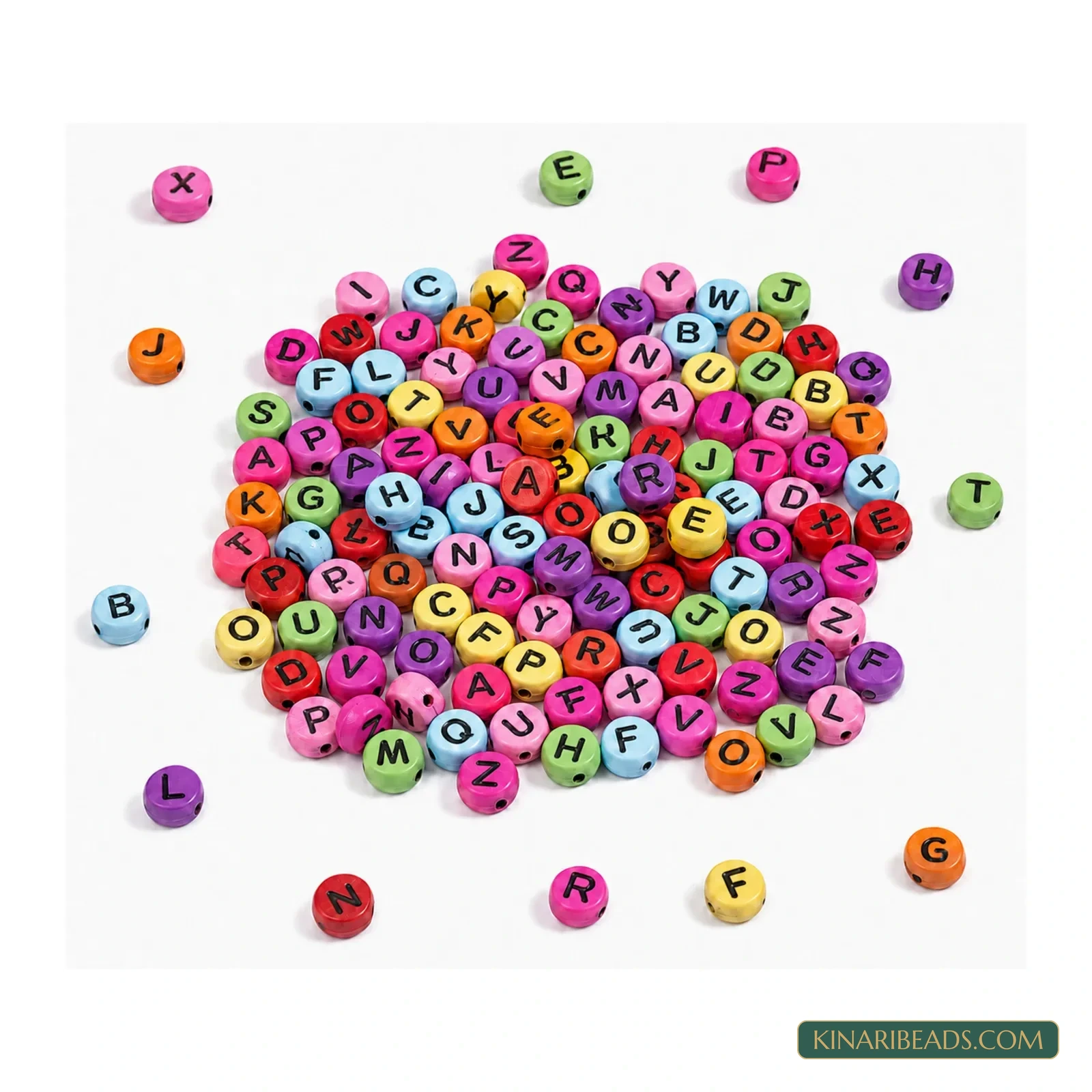 6mm Opaque Multicolour Acrylic Flat Round Alphabet Letter Beads - 100g product image