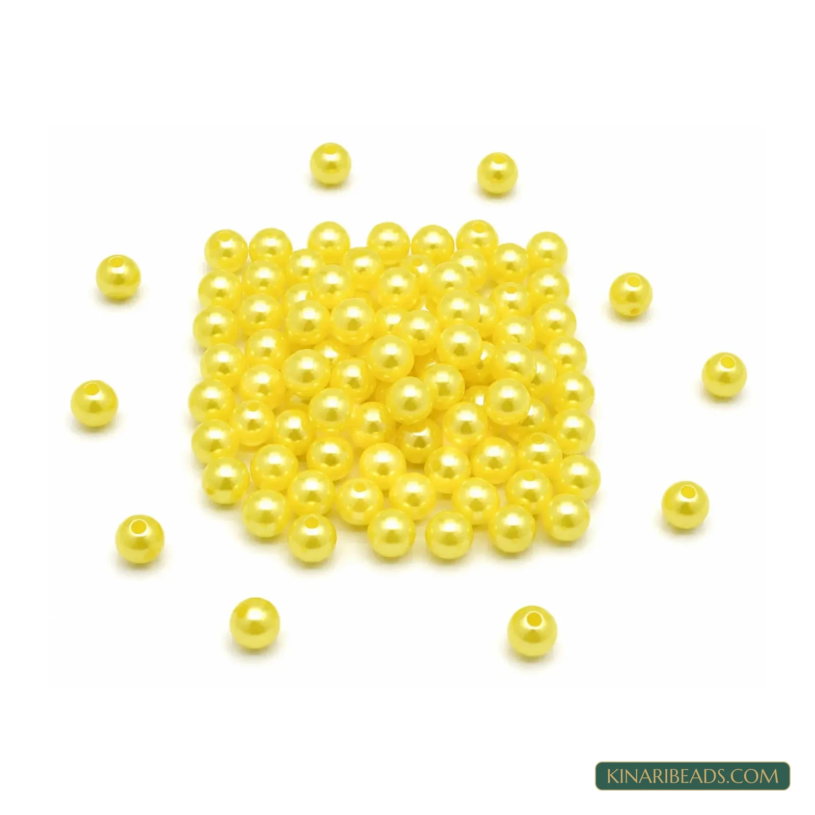 6mm Round Acrylic Pearl Beads for Jewellery Making - 100g - Pearl Yellow colour
