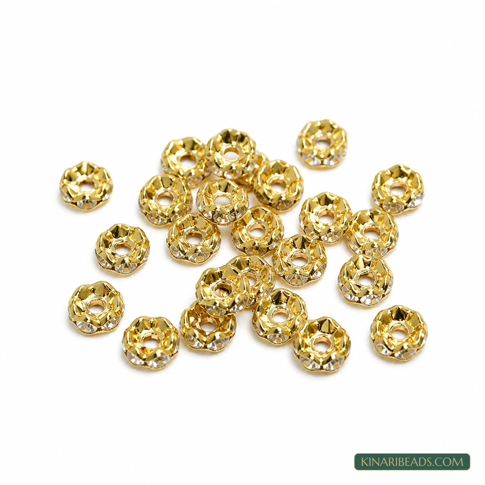 6×2mm Iron Rhinestone Disc Spacer Beads – 100 Pcs - White colour