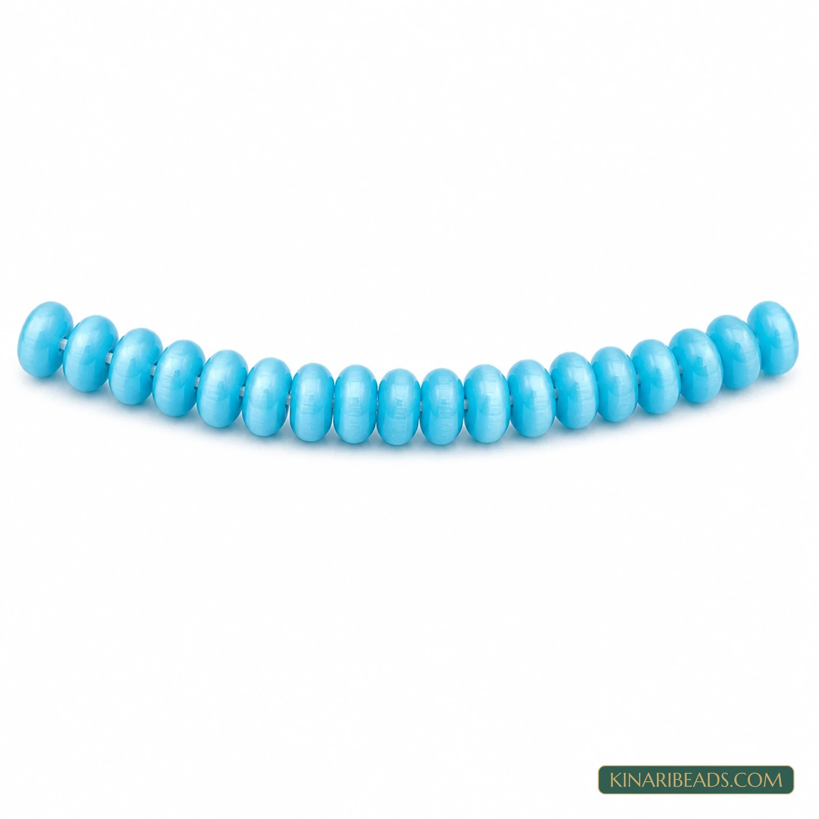 6×3mm Donut Cat’s Eye Glass Beads – 1 String - Turquoise colour